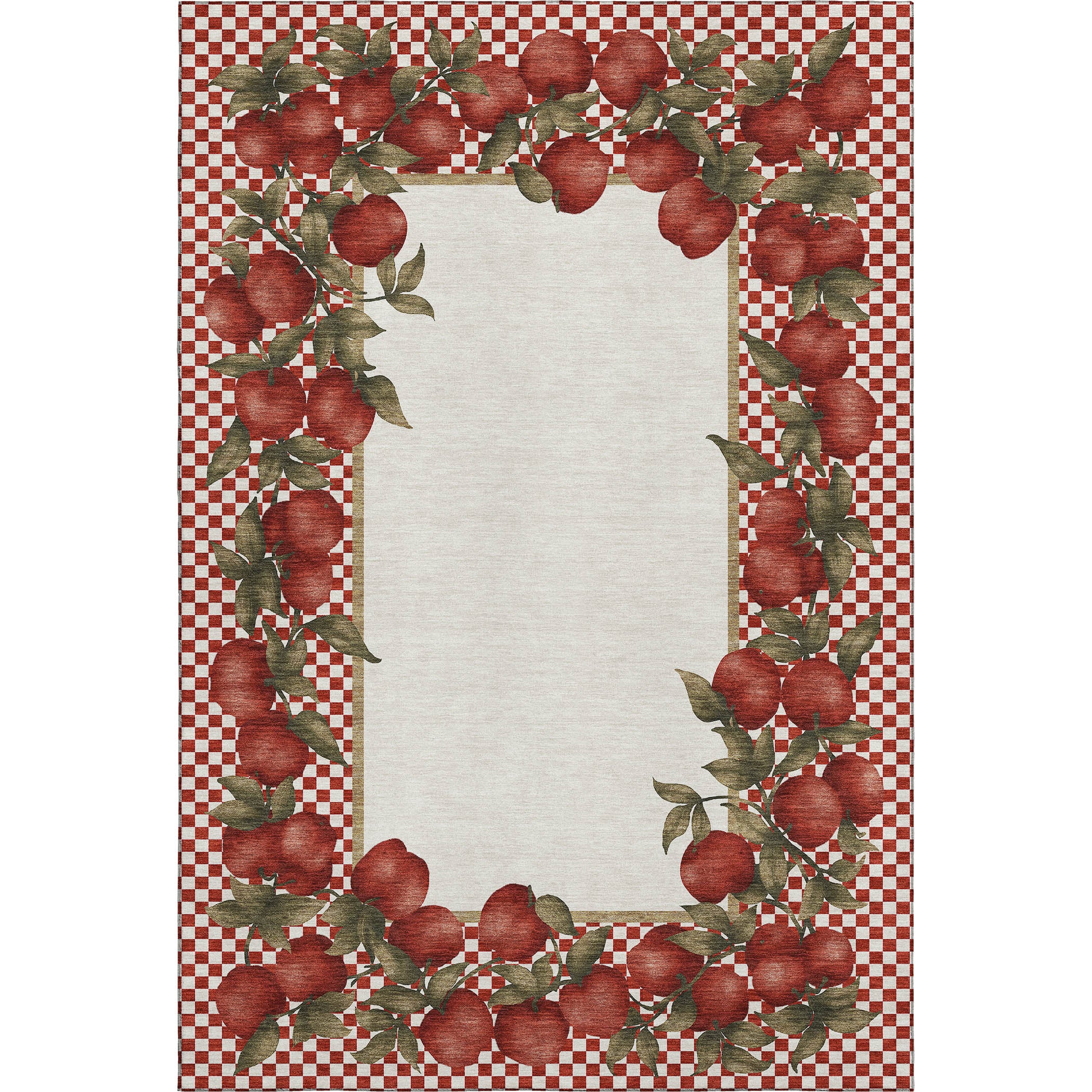 Rome Machine Washable Kitchen Apple Red Rug 2'6" x 3'10" #shape_Rectangle