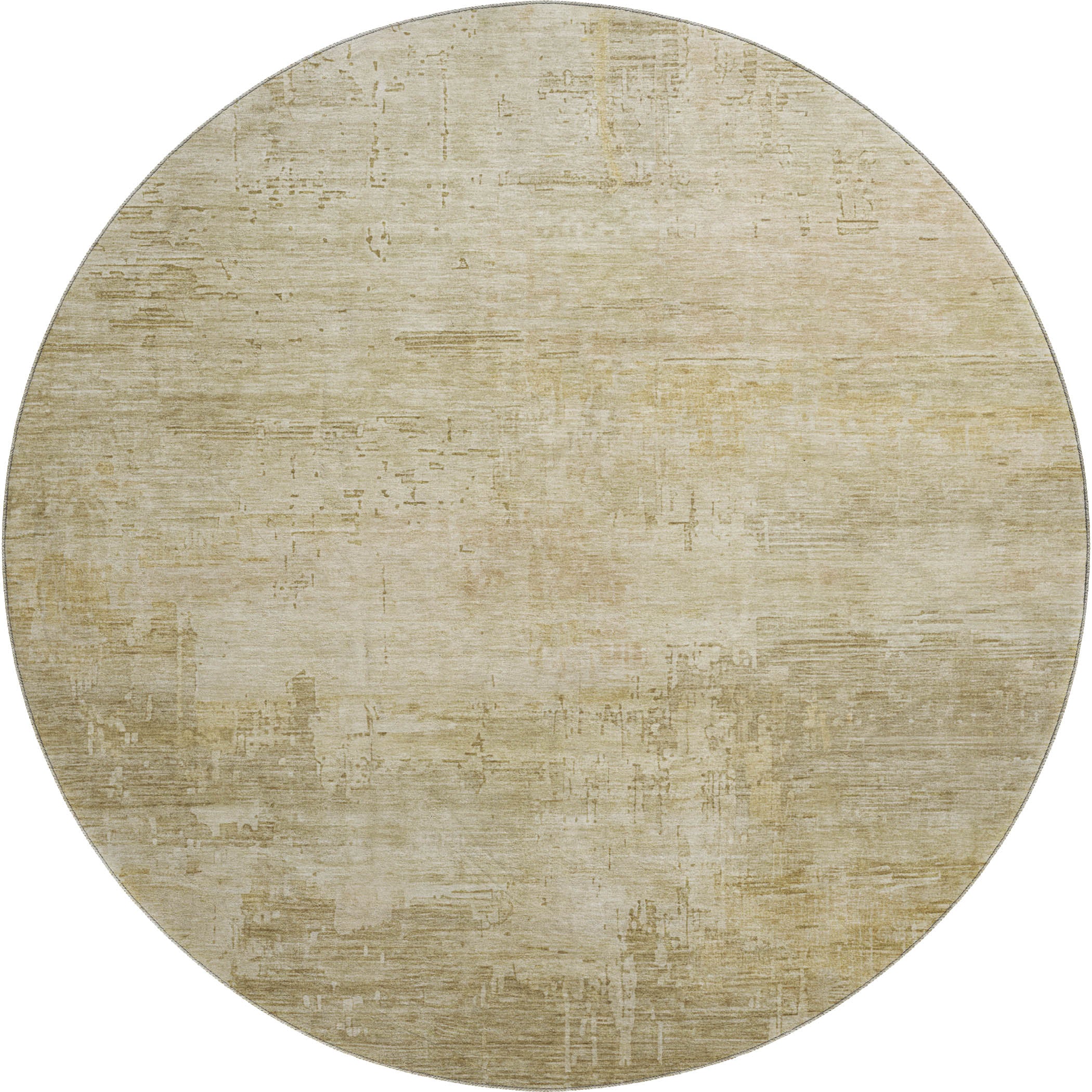 Seoul Machine Washable Transitional Beige Brown Rug 8' x 8' #shape_Round