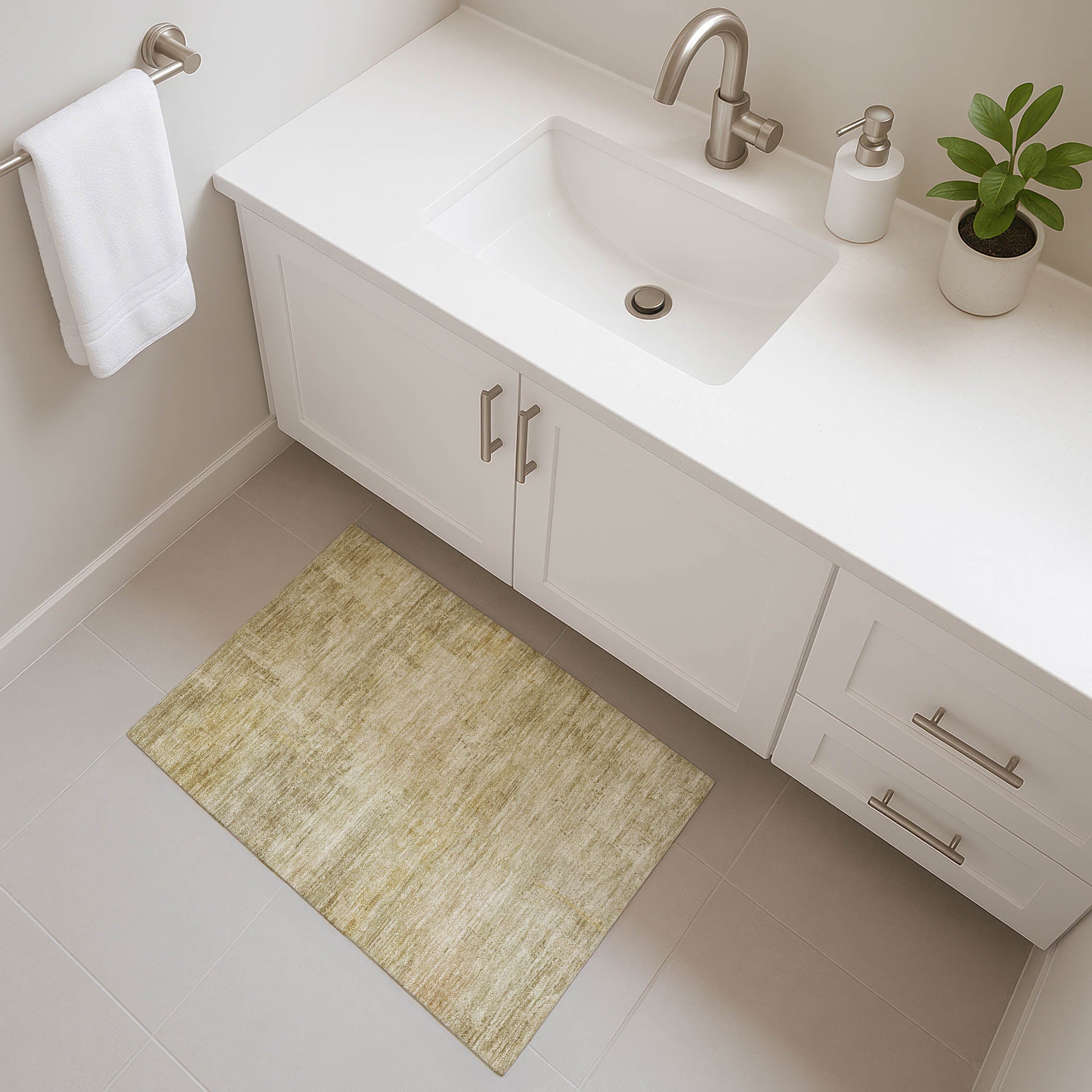 Seoul Machine Washable Transitional Beige Brown Rug 1'8" x 2'6" #shape_Rectangle