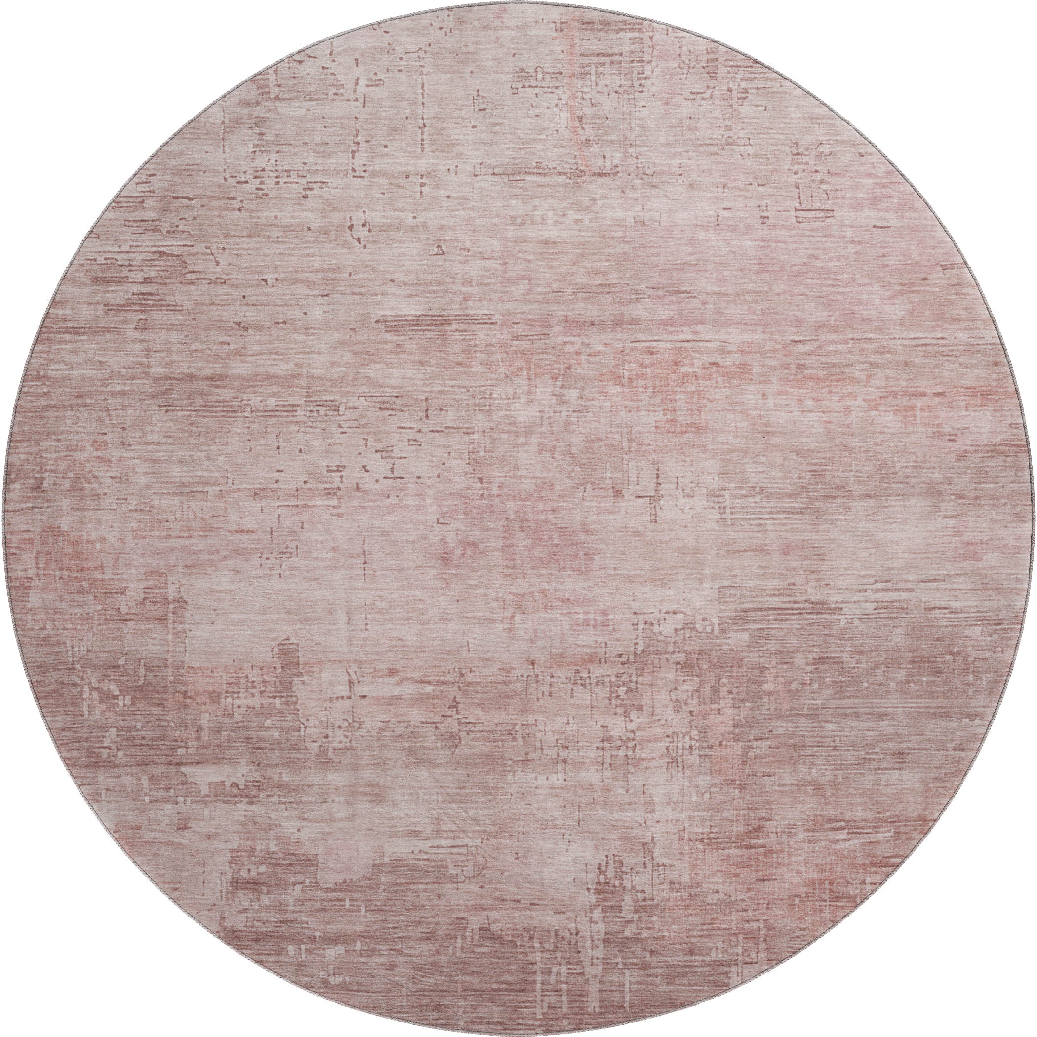 Seoul Machine Washable Transitional Blush Pink Rug 8' x 8' #shape_Round