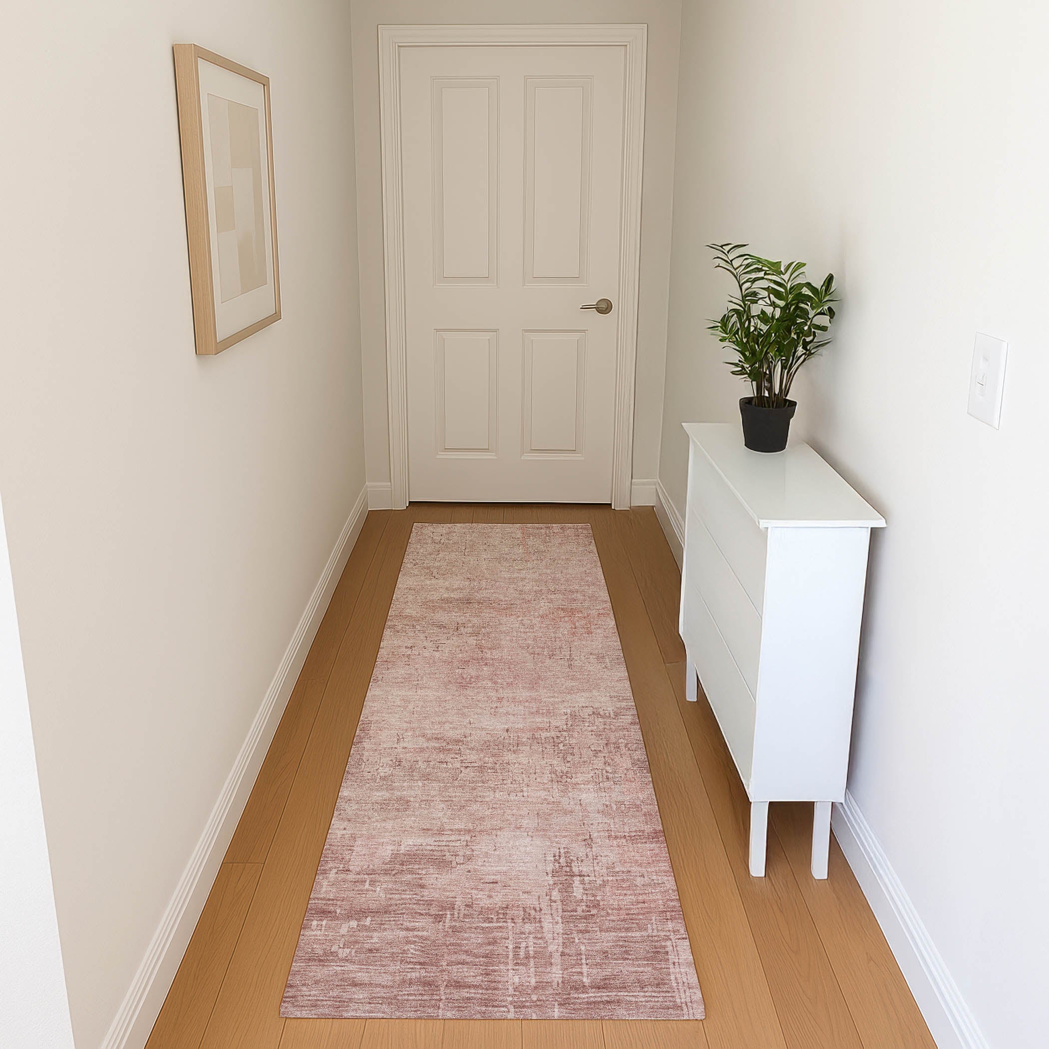 Seoul Machine Washable Transitional Blush Pink Rug 2'3" x 7'6" #shape_Runner