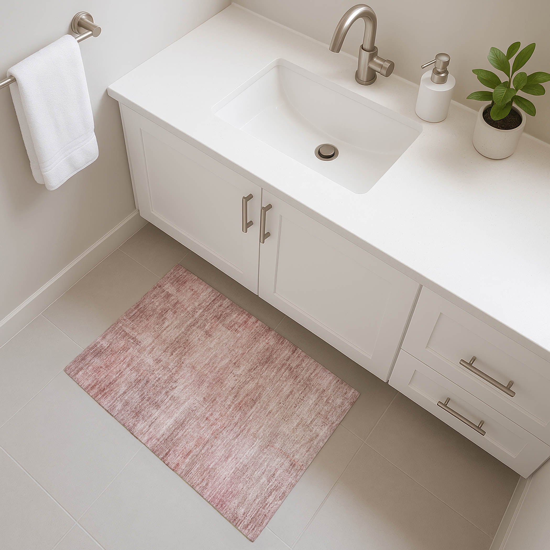 Seoul Machine Washable Transitional Blush Pink Rug 1'8" x 2'6" #shape_Rectangle