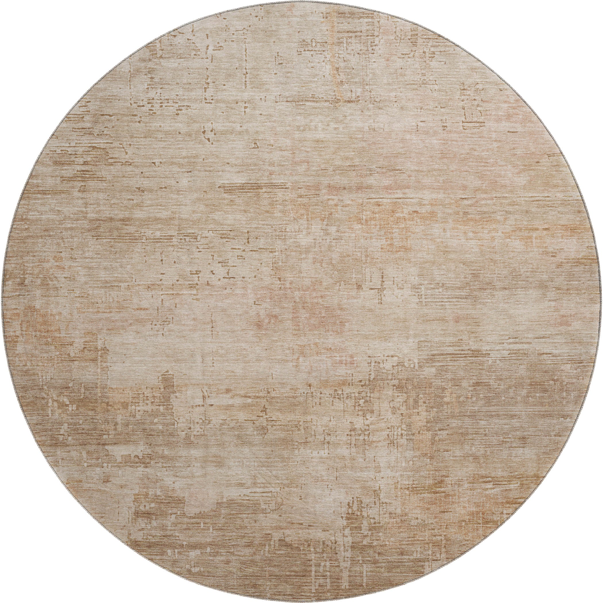 Seoul Machine Washable Transitional Coral Orange Rug 8' x 8' #shape_Round