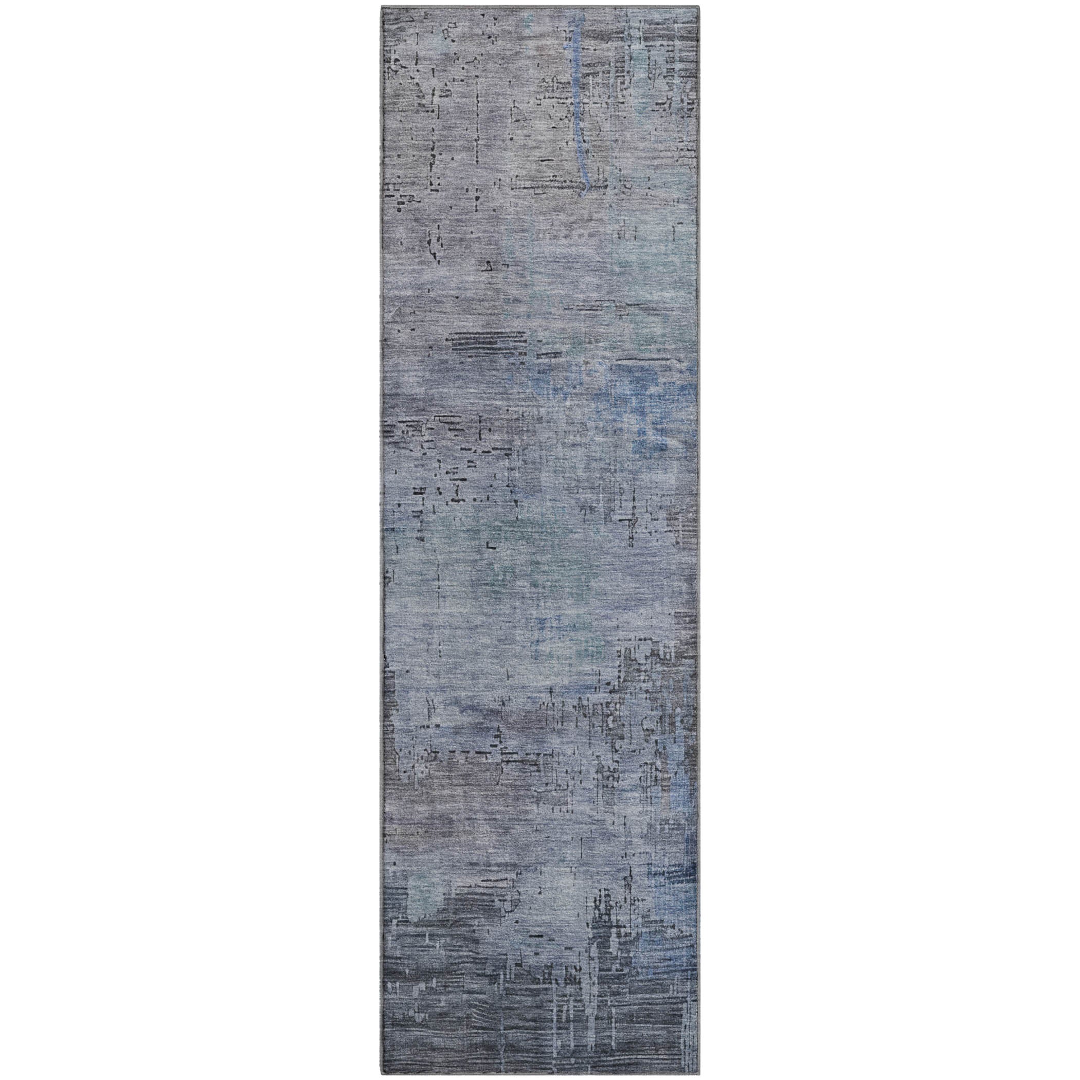 Seoul Machine Washable Transitional Gray Rug 2'3" x 7'6" #shape_Runner