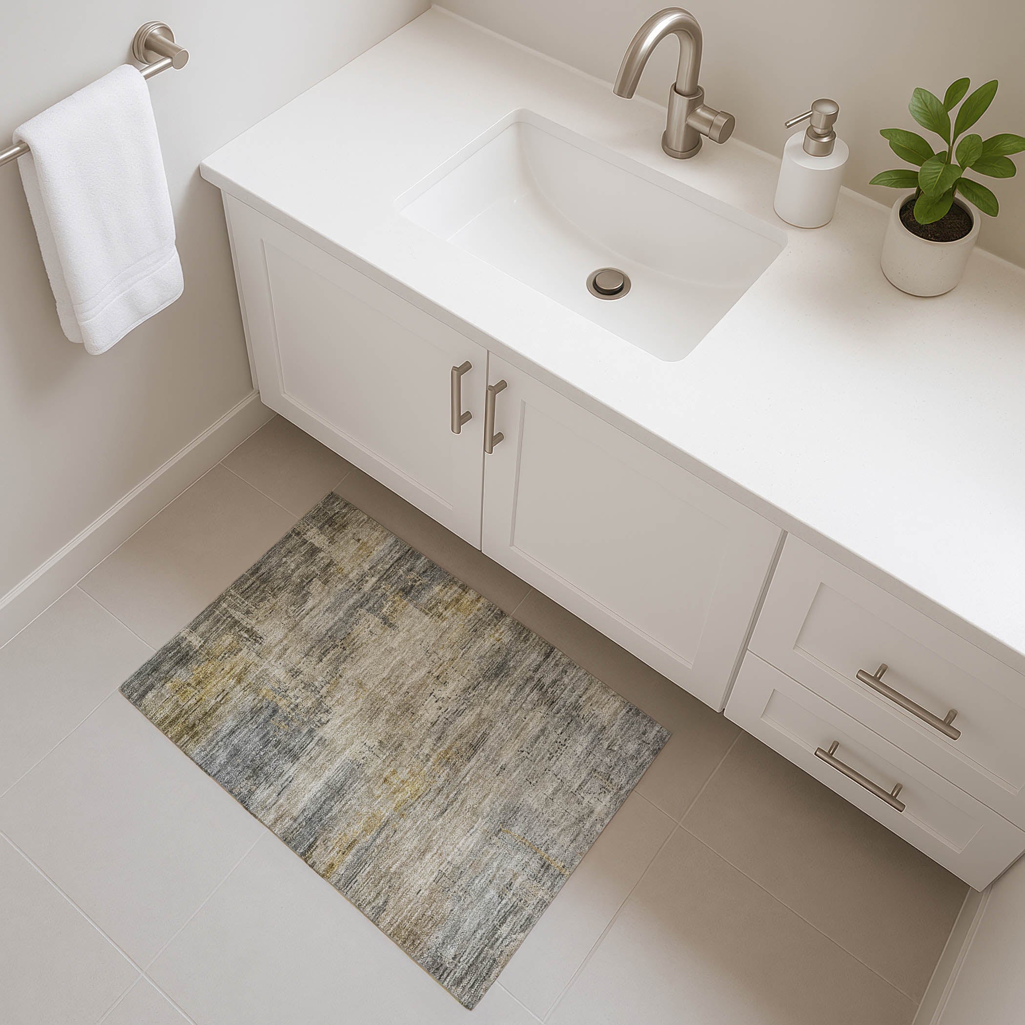Seoul Machine Washable Transitional Pewter Gray Rug 1'8" x 2'6" #shape_Rectangle