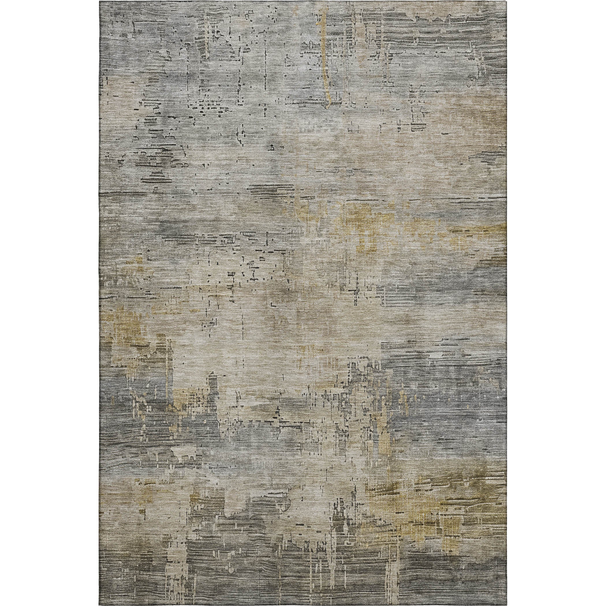 Seoul Machine Washable Transitional Pewter Gray Rug 2'6" x 3'10" #shape_Rectangle
