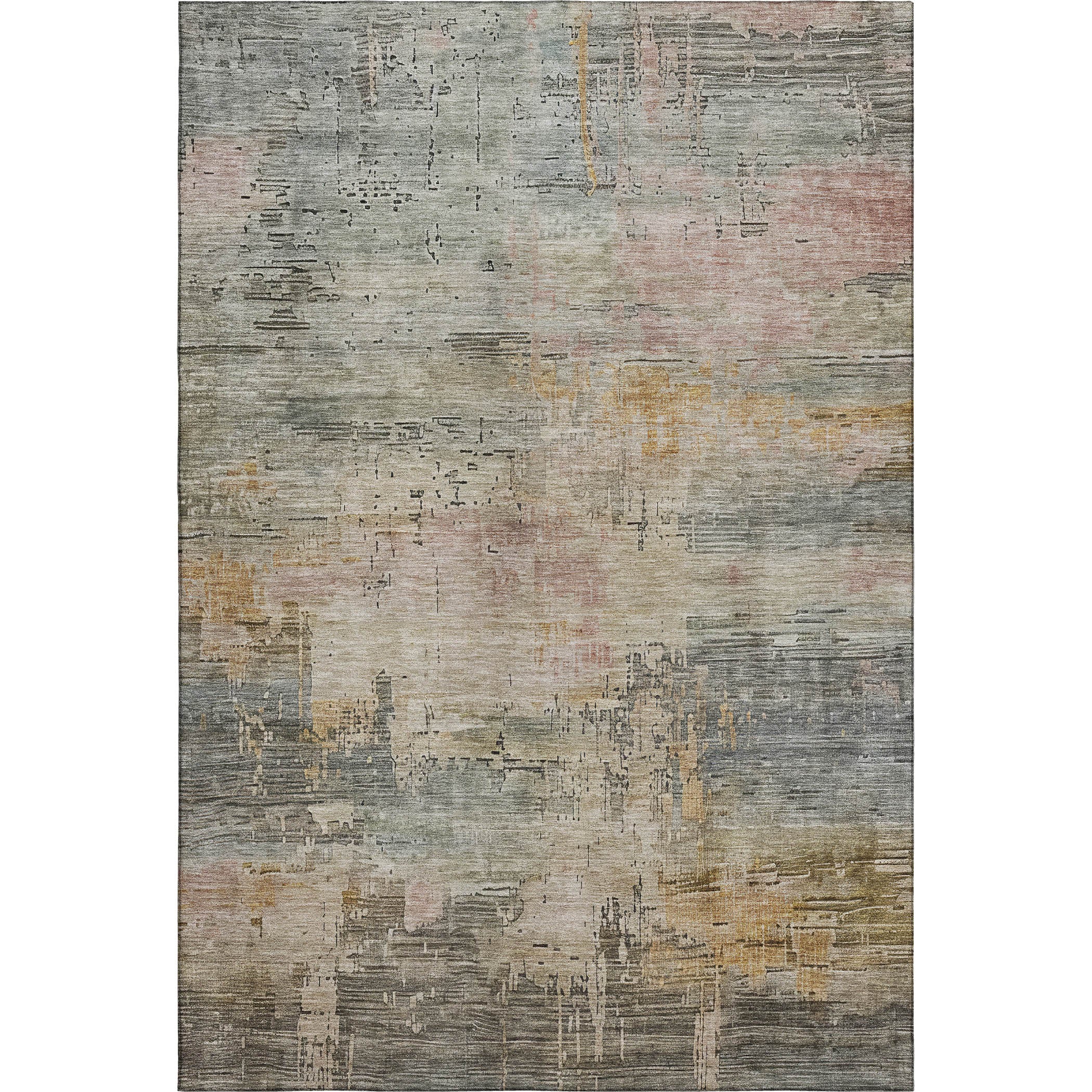 Seoul Machine Washable Transitional Sage Green Rug 2'6" x 3'10" #shape_Rectangle