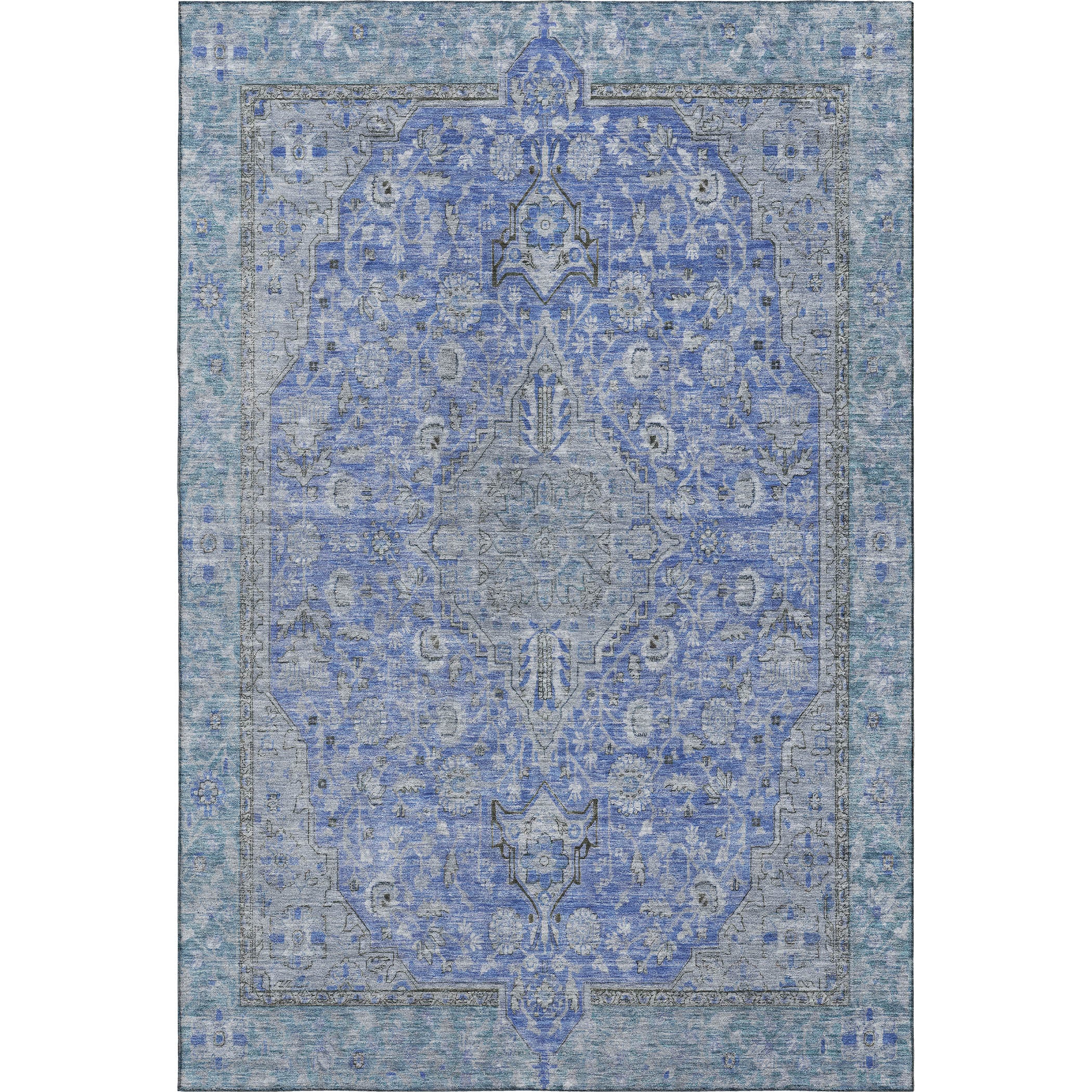 Vienna Machine Washable Traditional Blue Rug 2'6" x 3'10" #shape_Rectangle