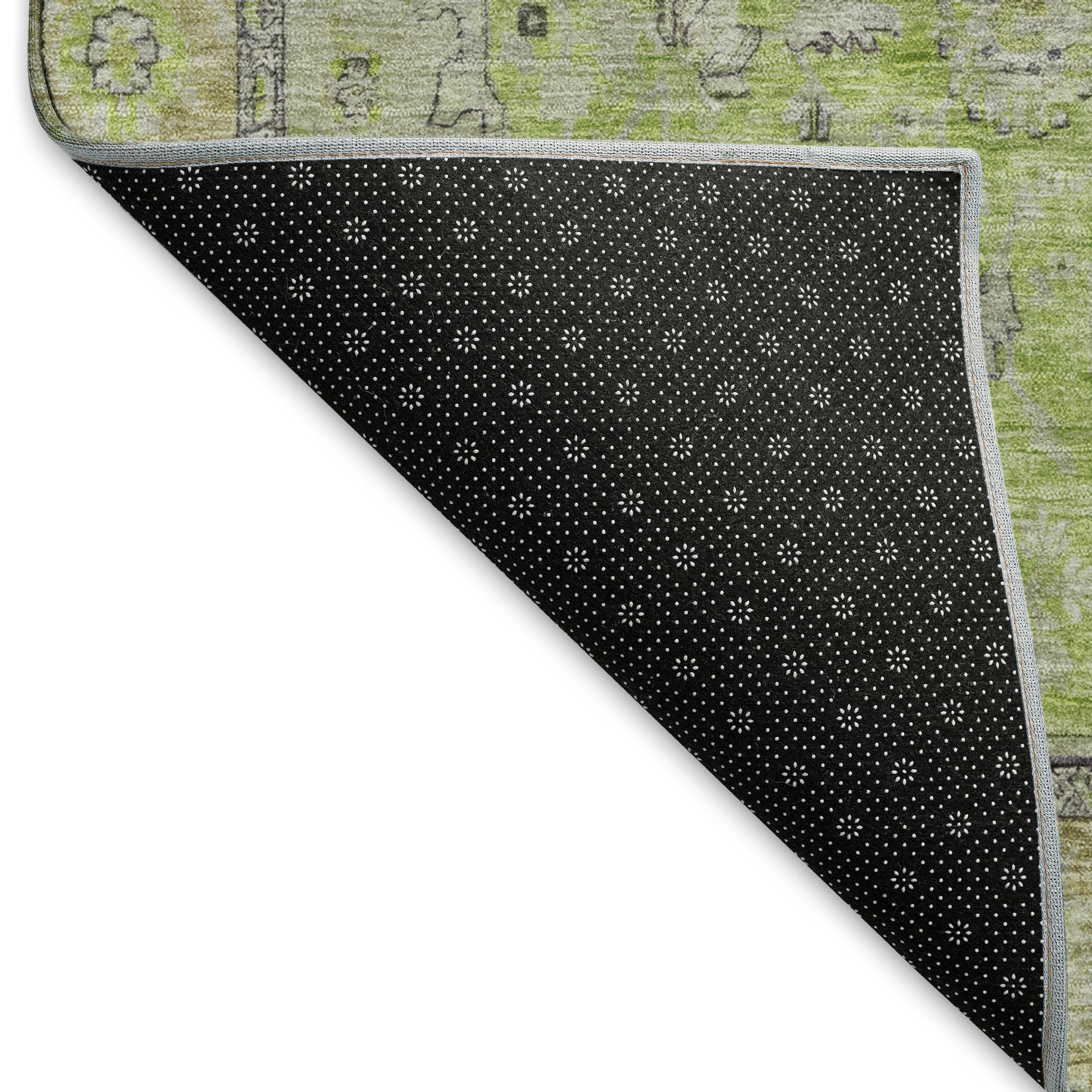 Vienna Machine Washable Traditional Lime Green Rug 1'8" x 2'6" #shape_Rectangle