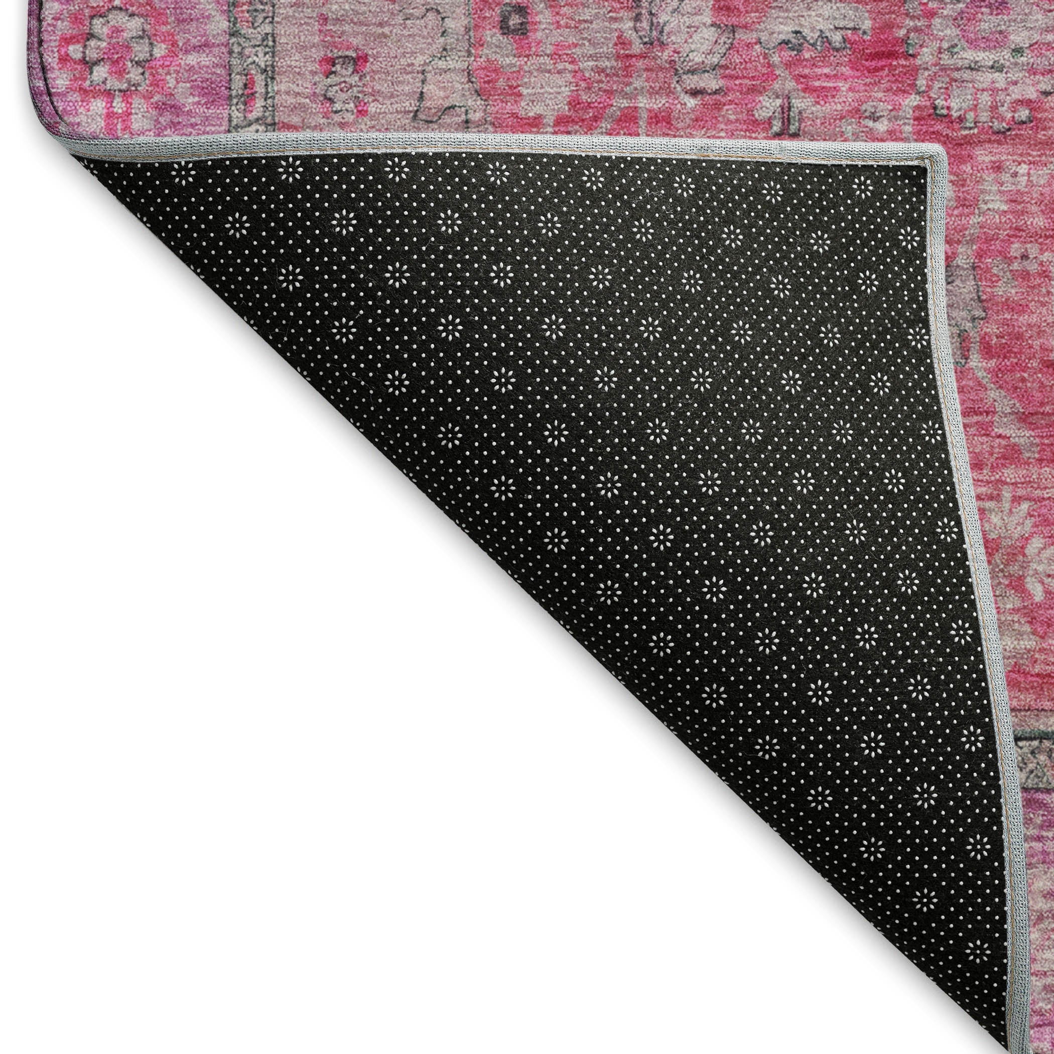 Vienna Machine Washable Traditional Pink Rug 1'8" x 2'6" #shape_Rectangle