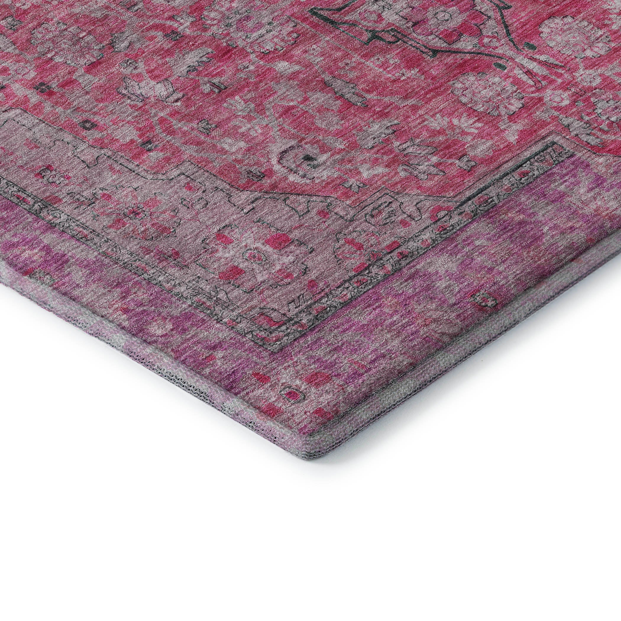 Vienna Machine Washable Traditional Pink Rug 1'8" x 2'6" #shape_Rectangle