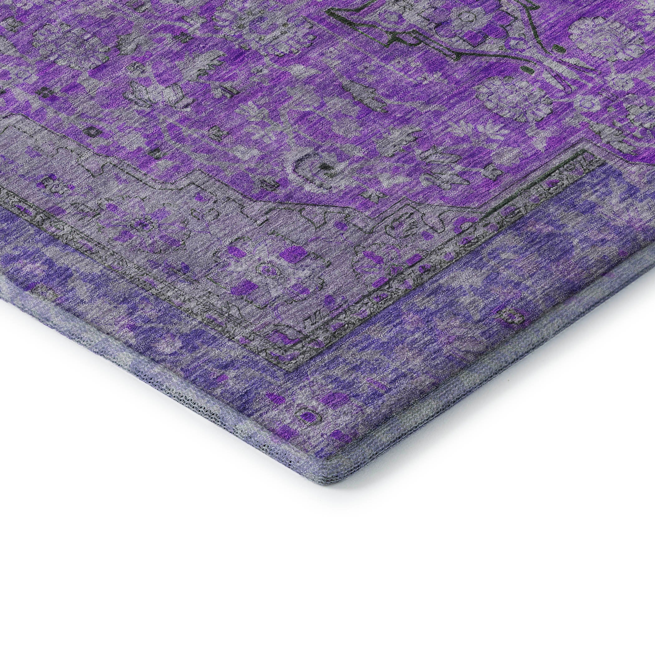 Vienna Machine Washable Traditional Purple Rug 1'8" x 2'6" #shape_Rectangle