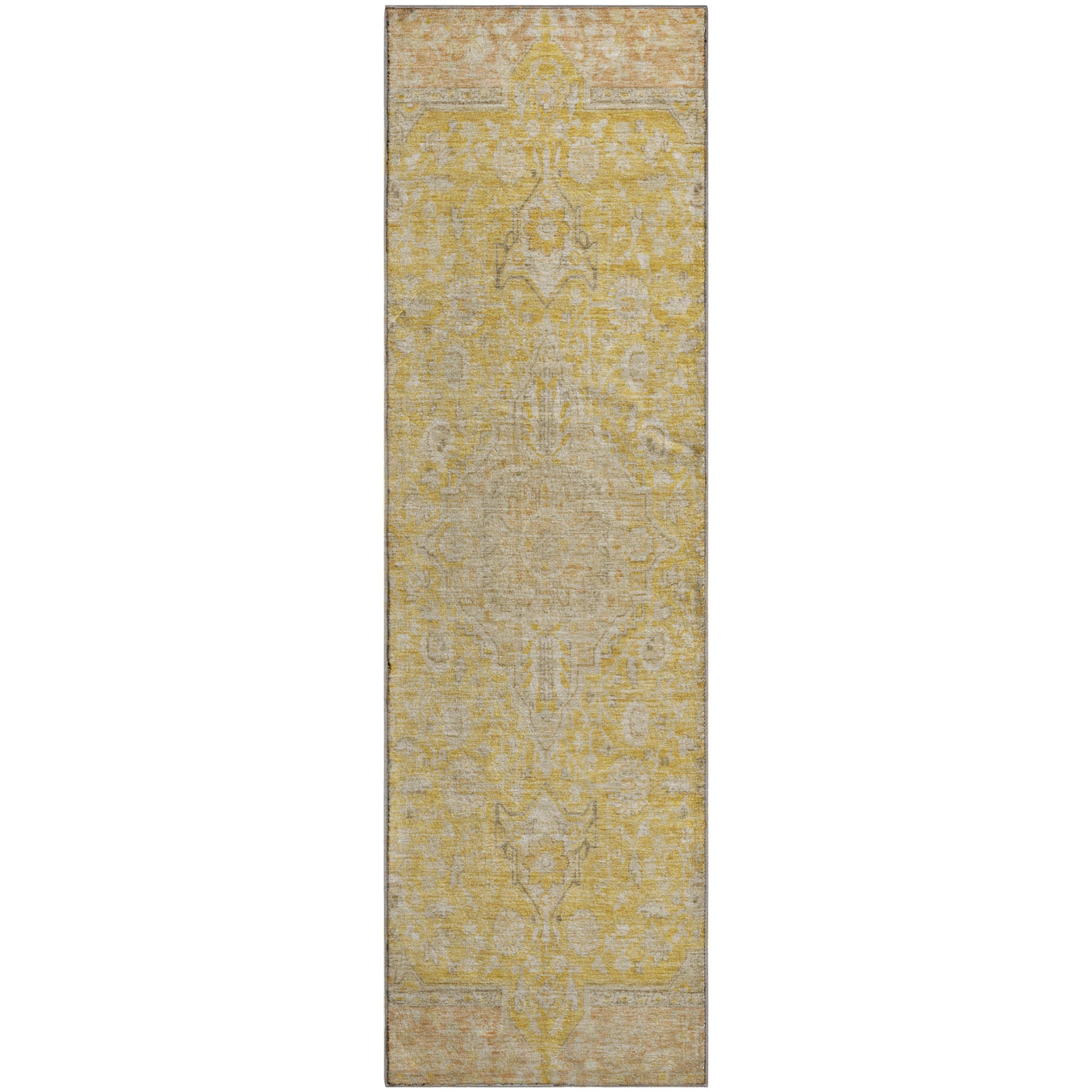 Vienna Machine Washable Traditional Wheat Gold Rug 2'3" x 7'6" #shape_Runner