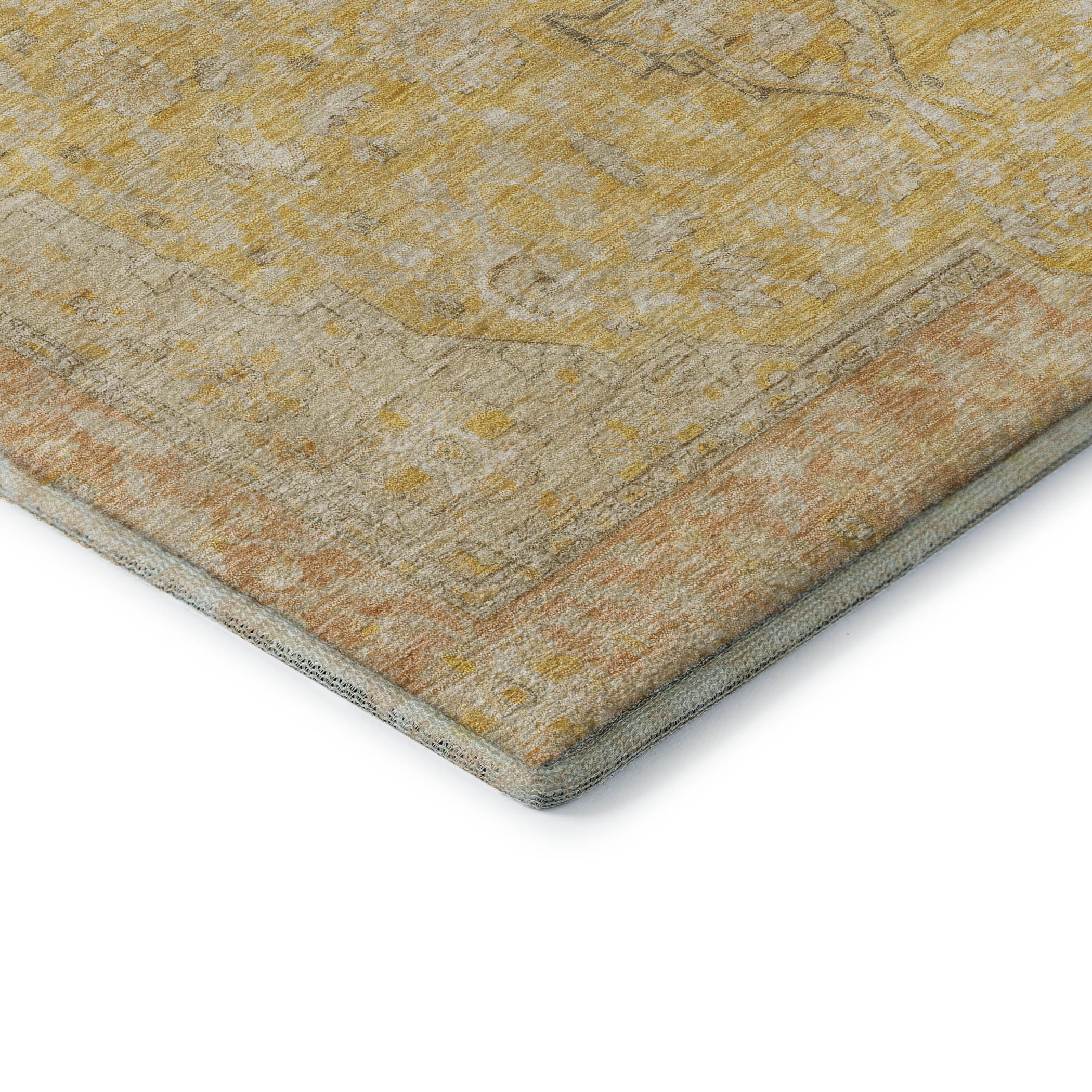 Vienna Machine Washable Traditional Wheat Gold Rug 1'8" x 2'6" #shape_Rectangle