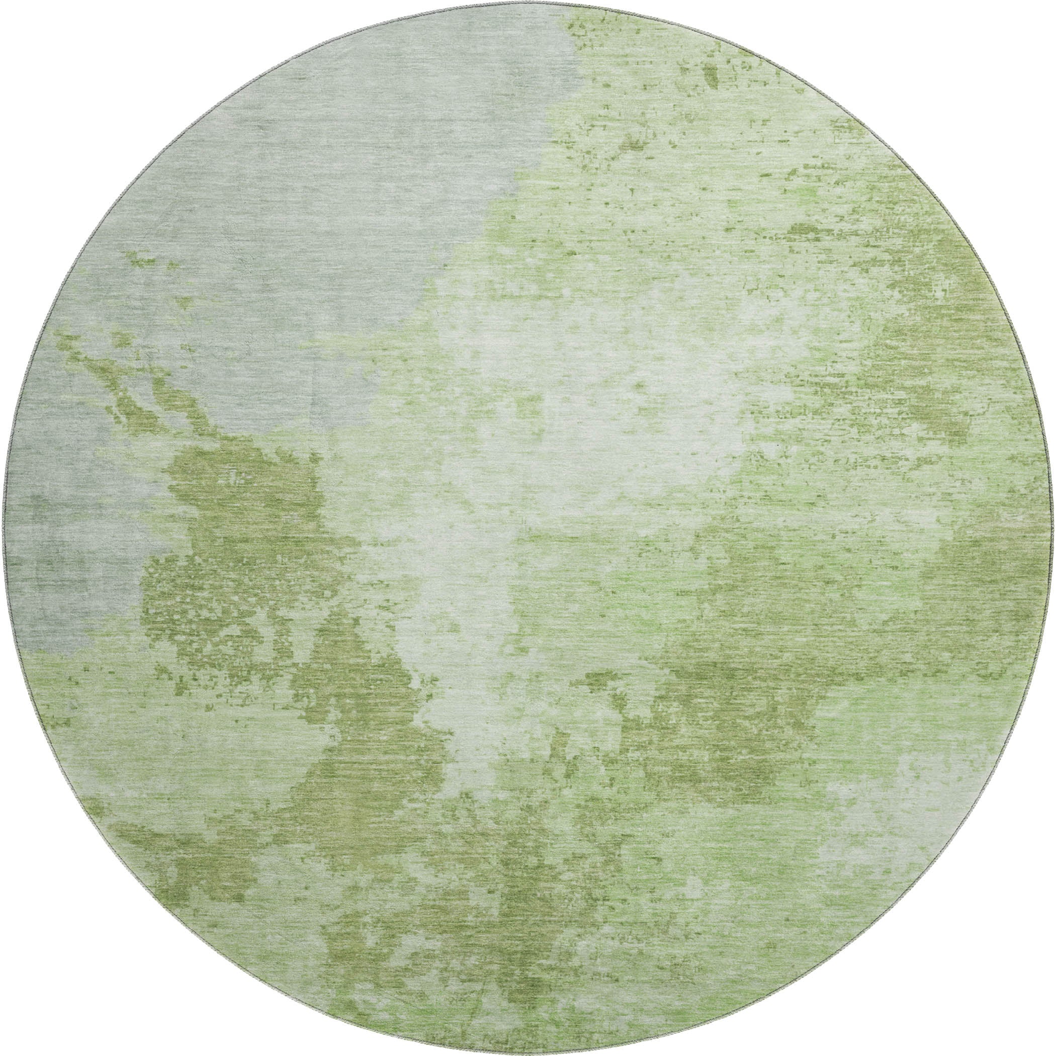 Montevideo Machine Washable Transitional Aloe Green Rug 8' x 8' #shape_Round