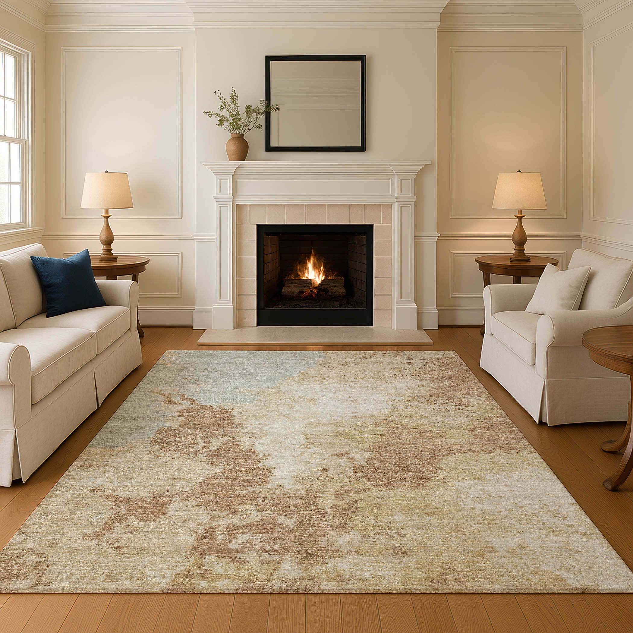Montevideo Machine Washable Transitional Coral Orange Rug 2'6" x 3'10" #shape_Rectangle