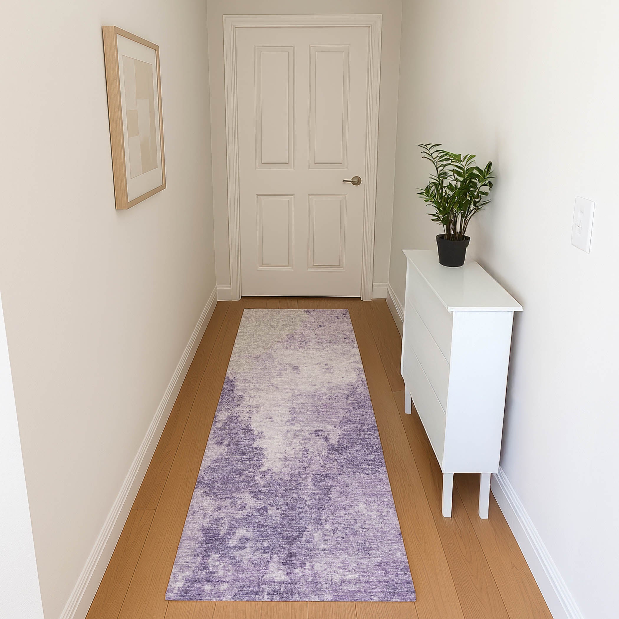 Montevideo Machine Washable Transitional Plum Purple Rug 2'3" x 7'6" #shape_Runner