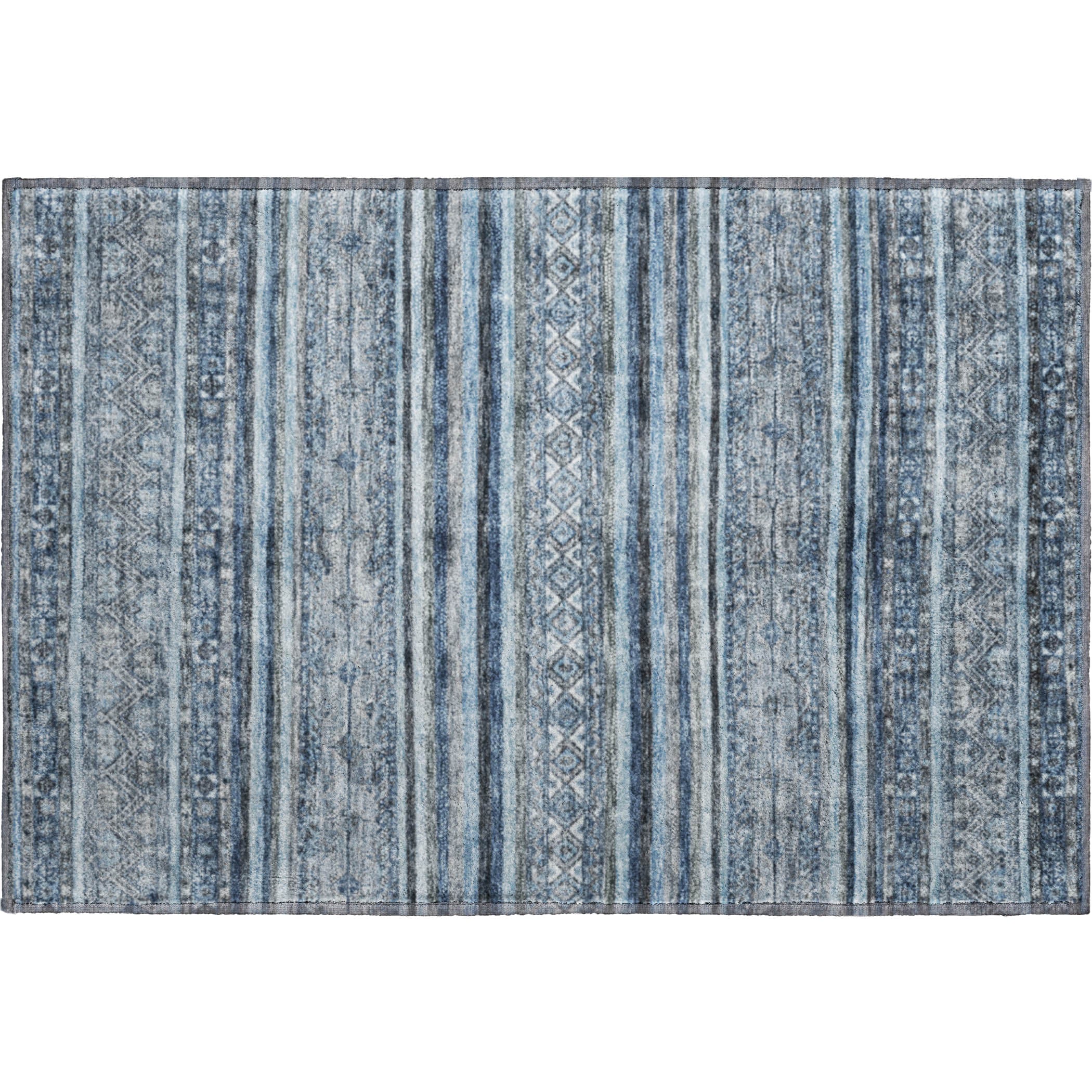 Bergen Machine Washable Transitional Blue Rug 1'8" x 2'6" #shape_Rectangle