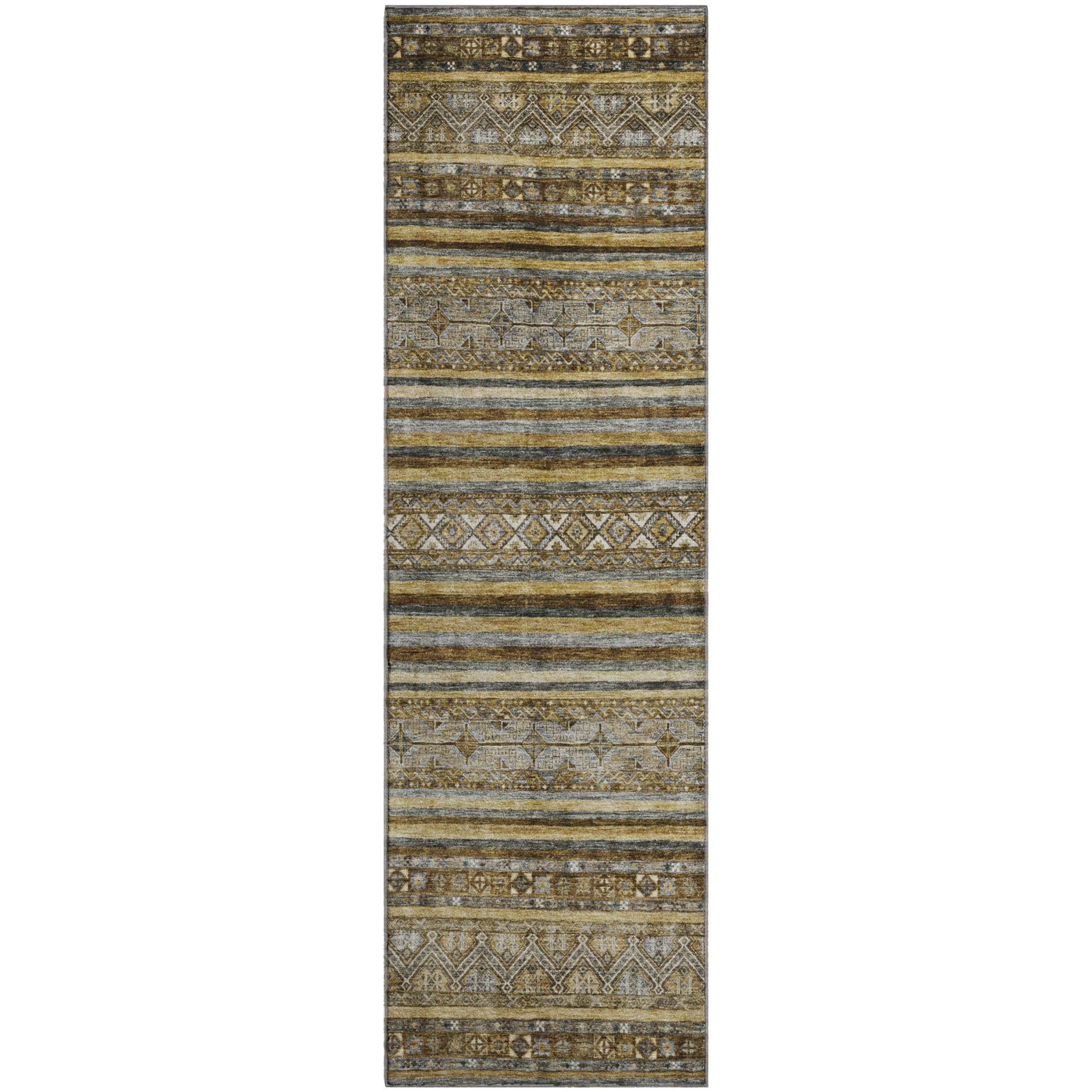Bergen Machine Washable Transitional Brown Rug 2'3" x 7'6" #shape_Runner