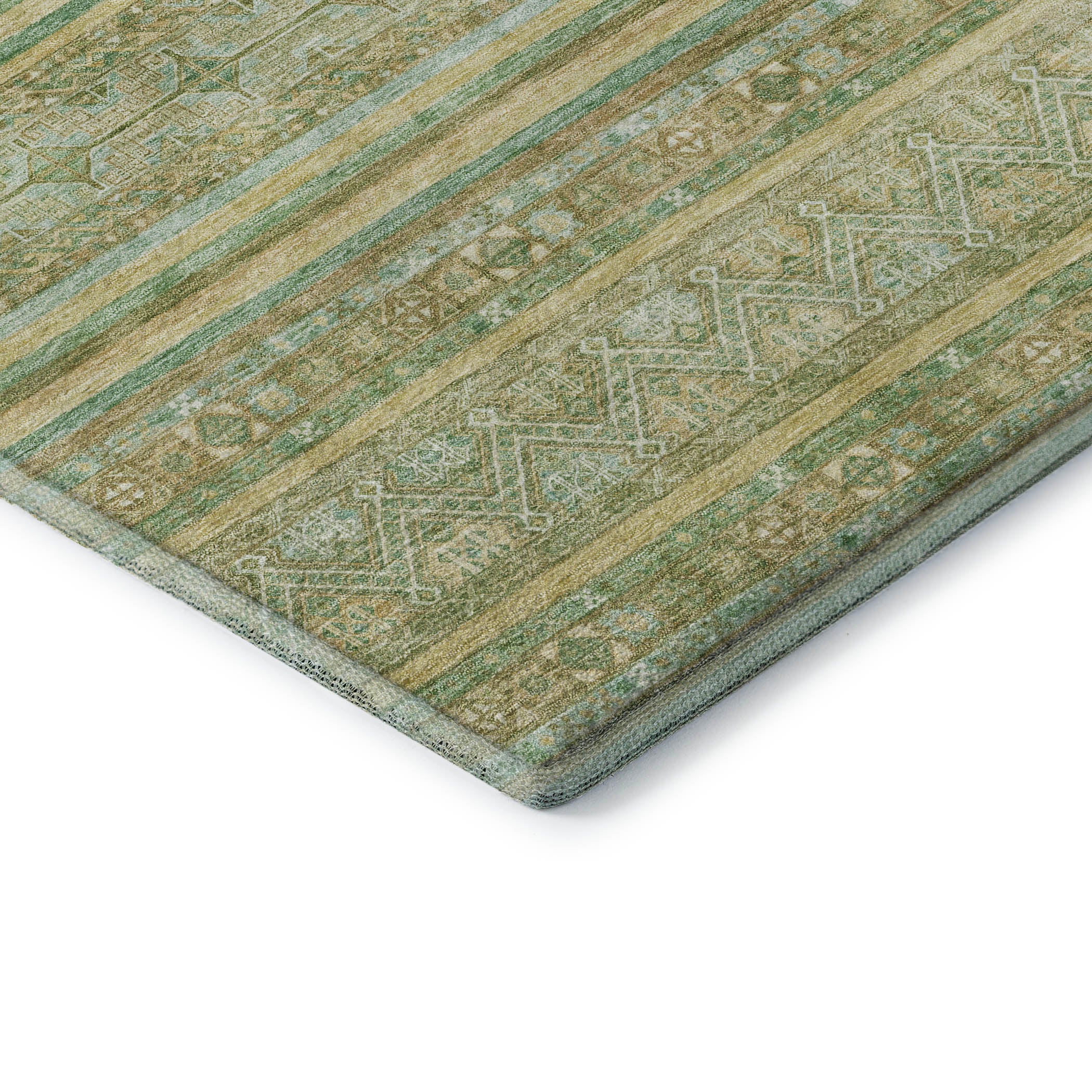 Bergen Machine Washable Transitional Green Rug 1'8" x 2'6" #shape_Rectangle