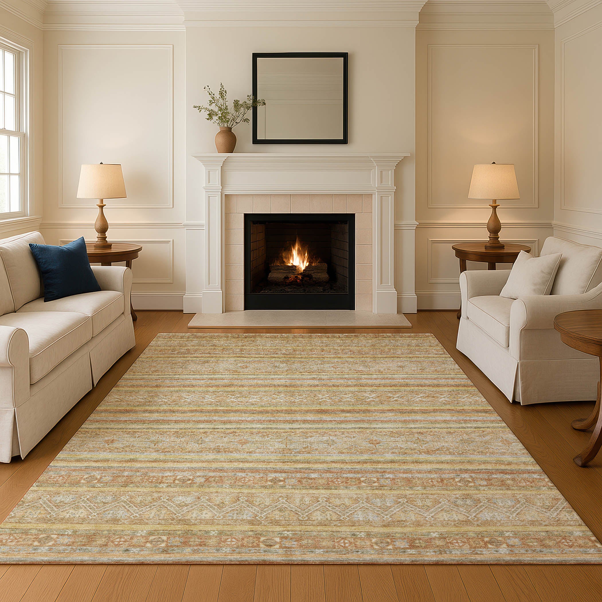 Bergen Machine Washable Transitional Wheat Gold Rug 2'6" x 3'10" #shape_Rectangle
