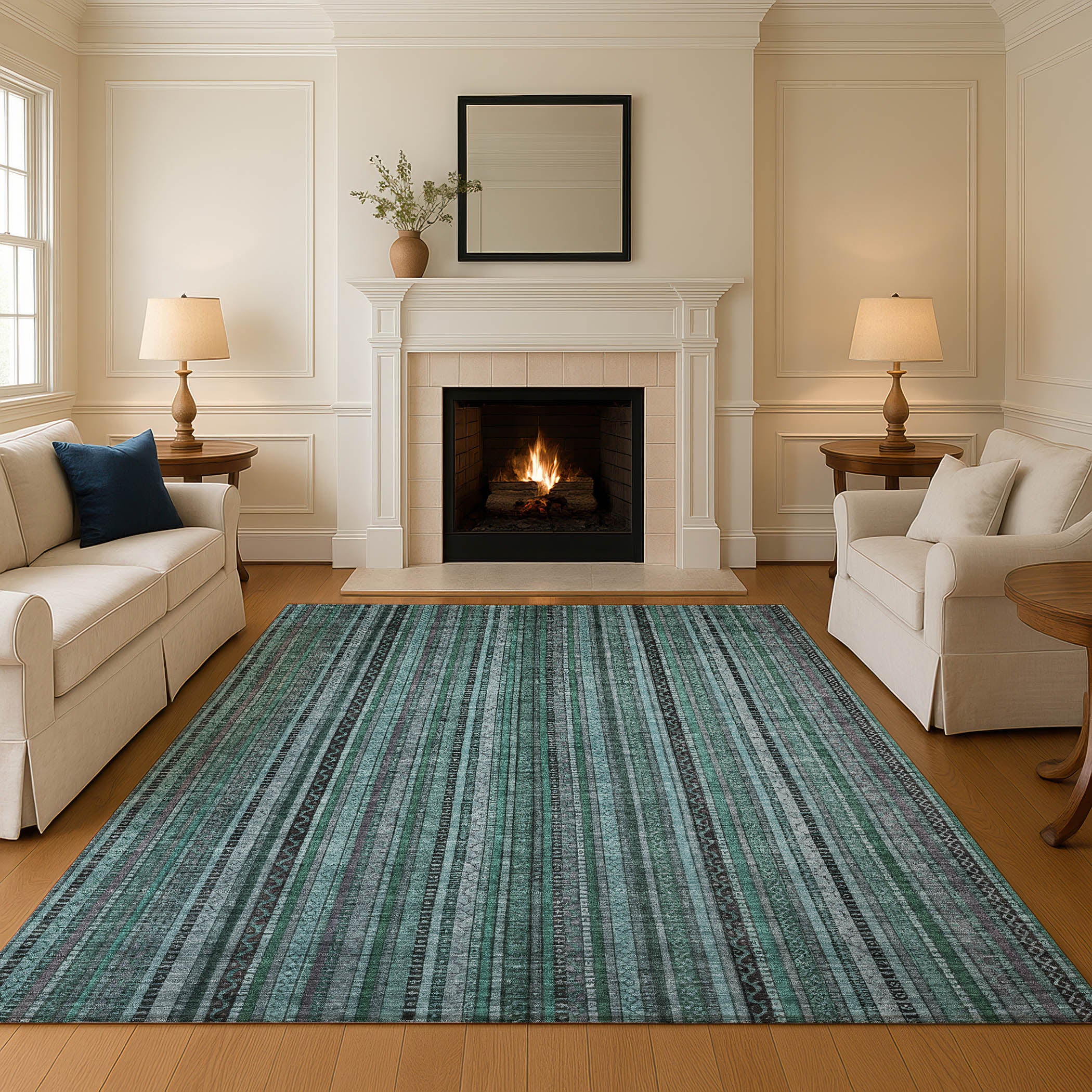 Jaipur Machine Washable Transitional Teal Rug 2'6" x 3'10" #shape_Rectangle