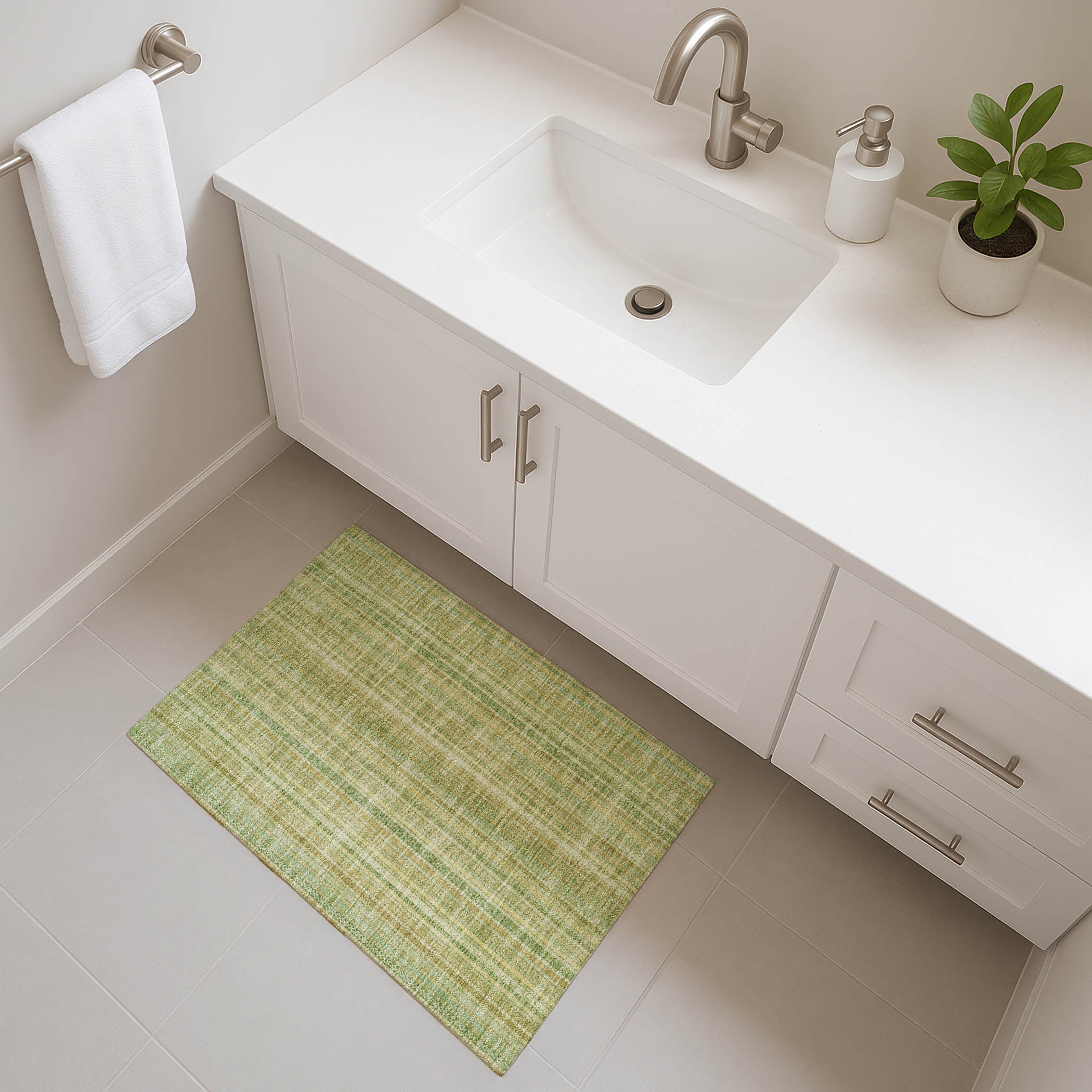 Marrakech Machine Washable Transitional Aloe Green Rug 1'8" x 2'6" #shape_Rectangle