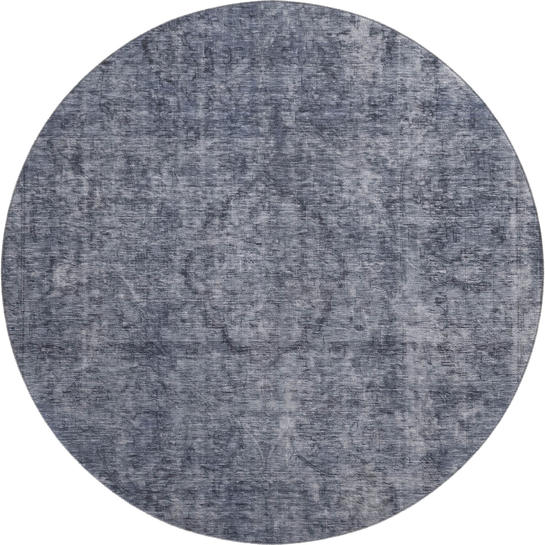 Queenstown Machine Washable Traditional Blue Rug 8' x 8' #shape_Round