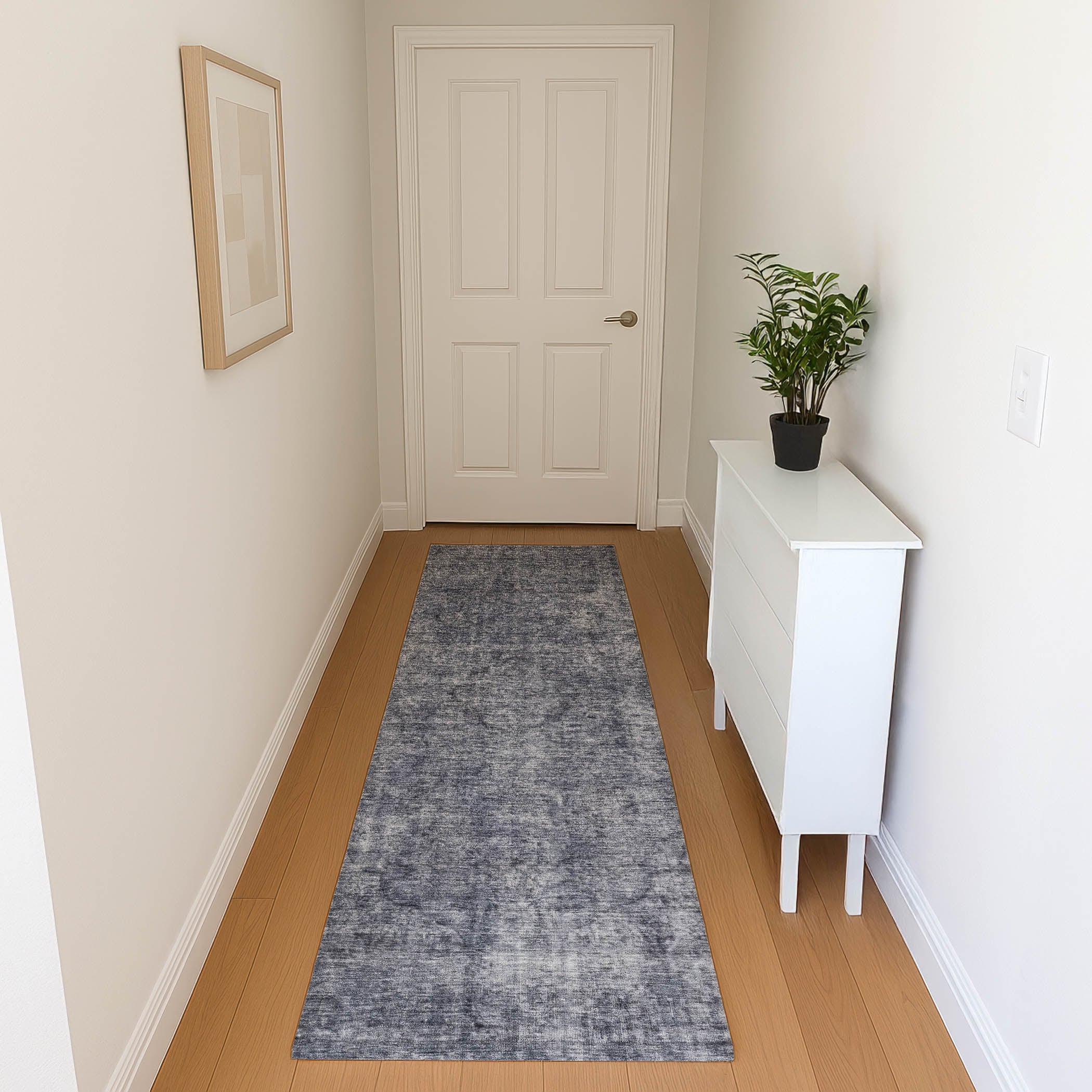 Queenstown Machine Washable Traditional Blue Rug 2'3" x 7'6" #shape_Runner