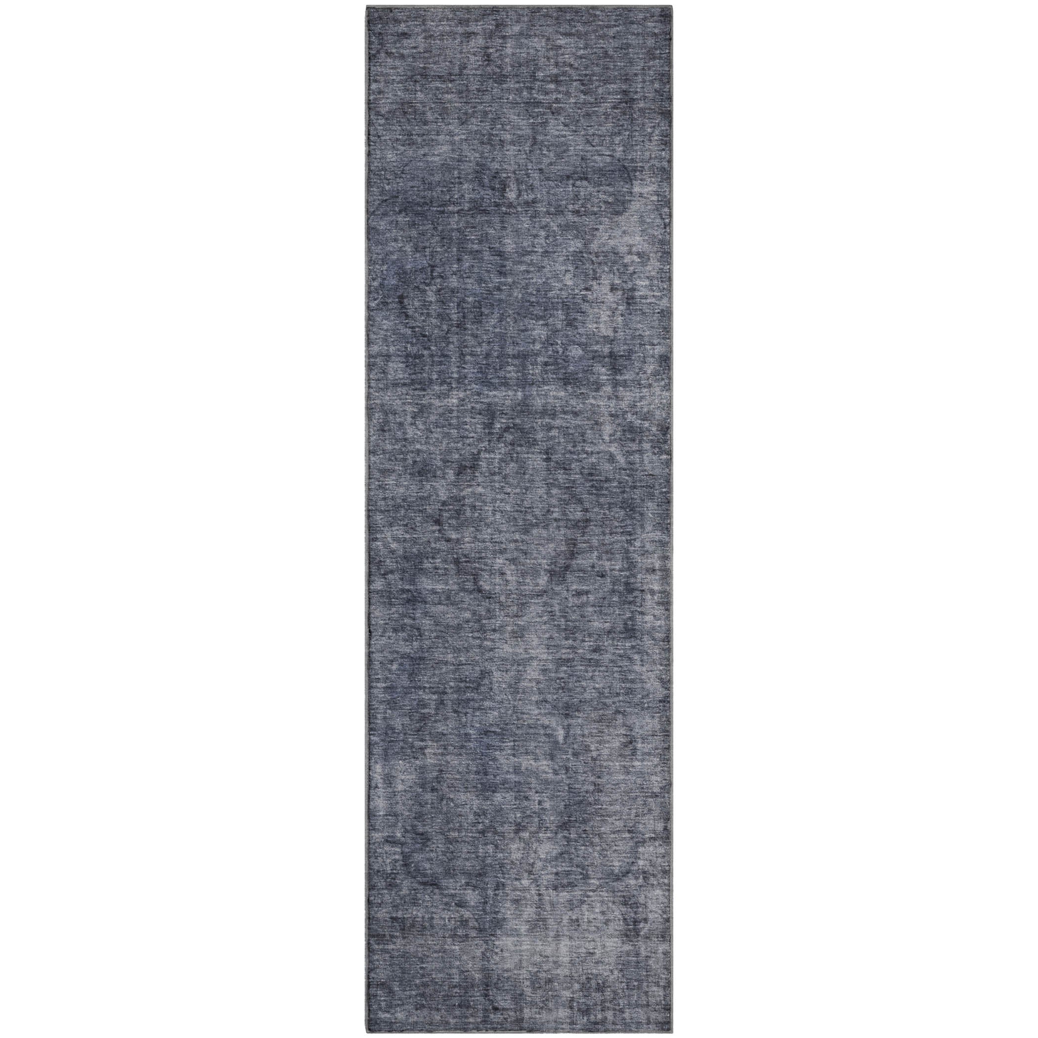 Queenstown Machine Washable Traditional Blue Rug 2'3" x 7'6" #shape_Runner