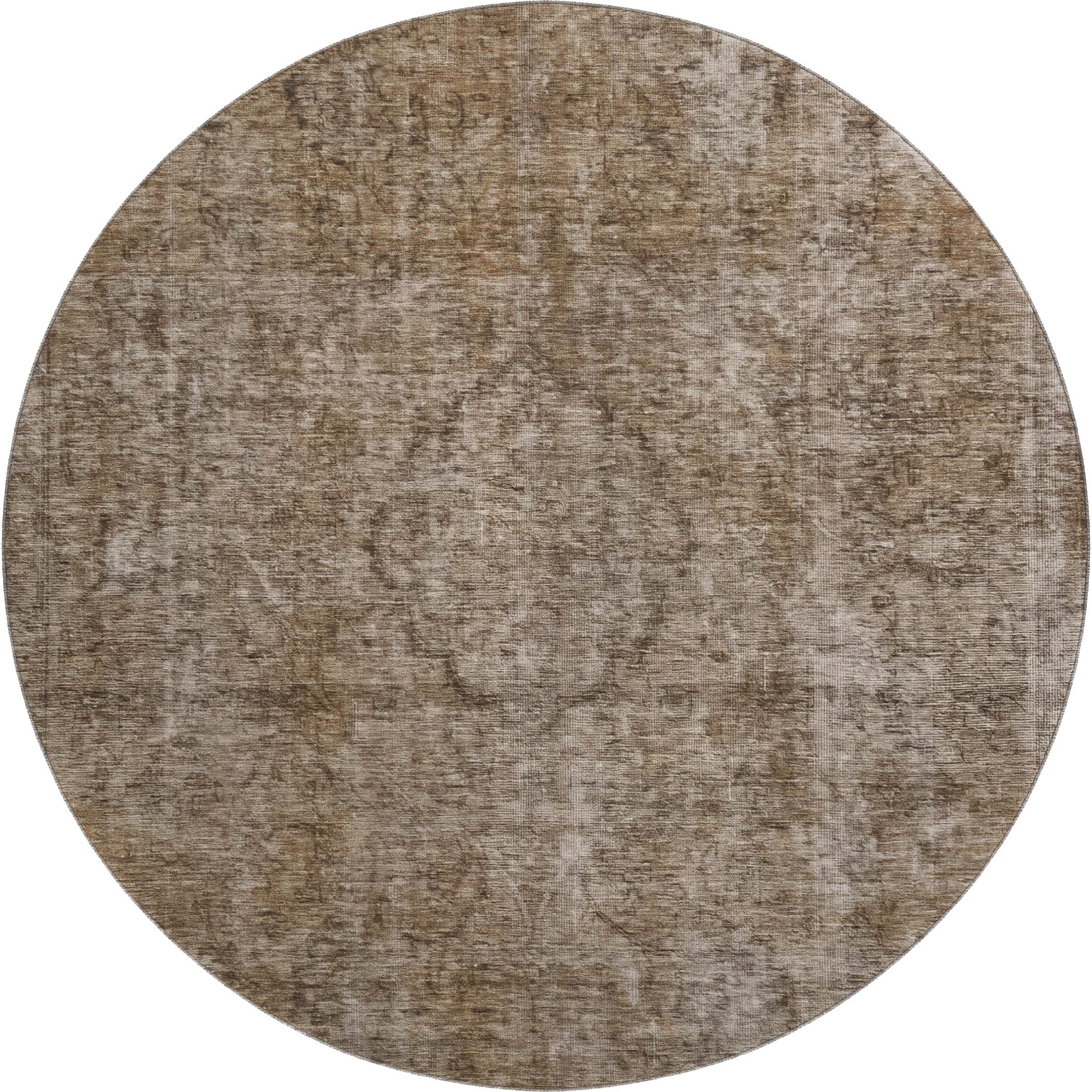 Queenstown Machine Washable Traditional Brown Rug 8' x 8' #shape_Round