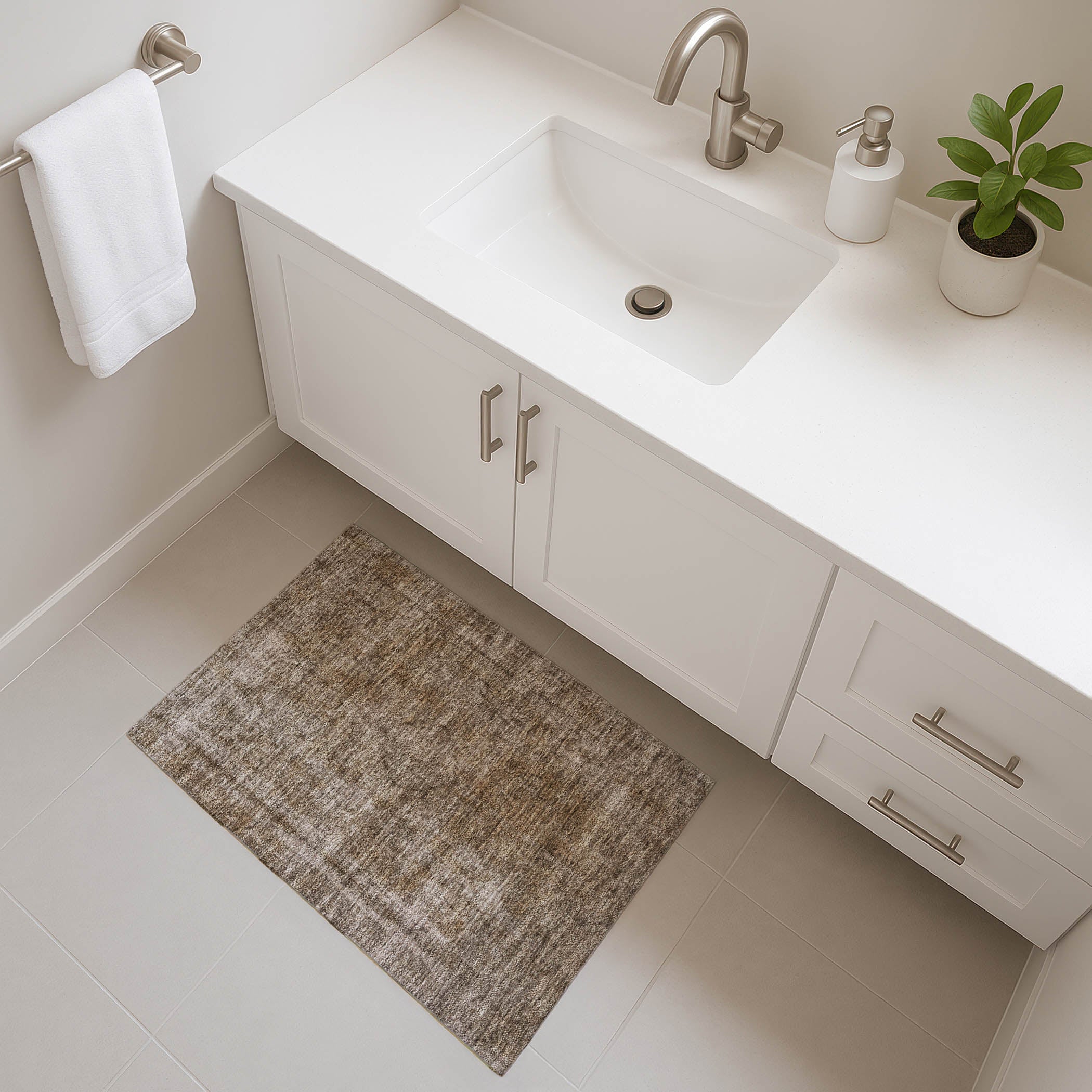 Queenstown Machine Washable Traditional Brown Rug 1'8" x 2'6" #shape_Rectangle