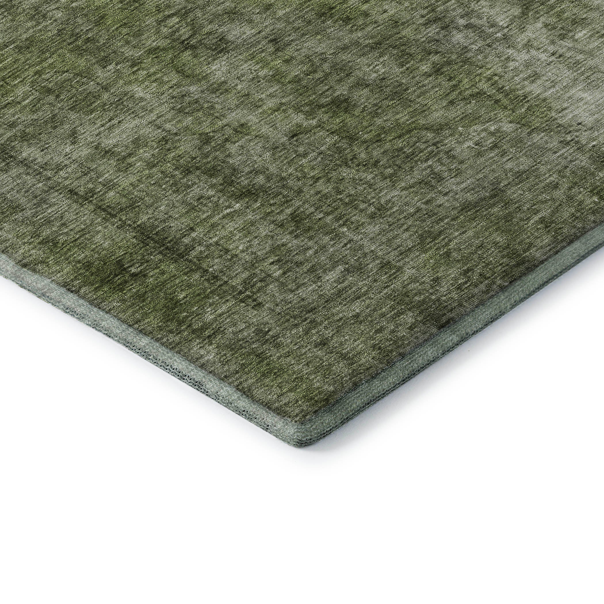 Queenstown Machine Washable Traditional Green Rug 1'8" x 2'6" #shape_Rectangle