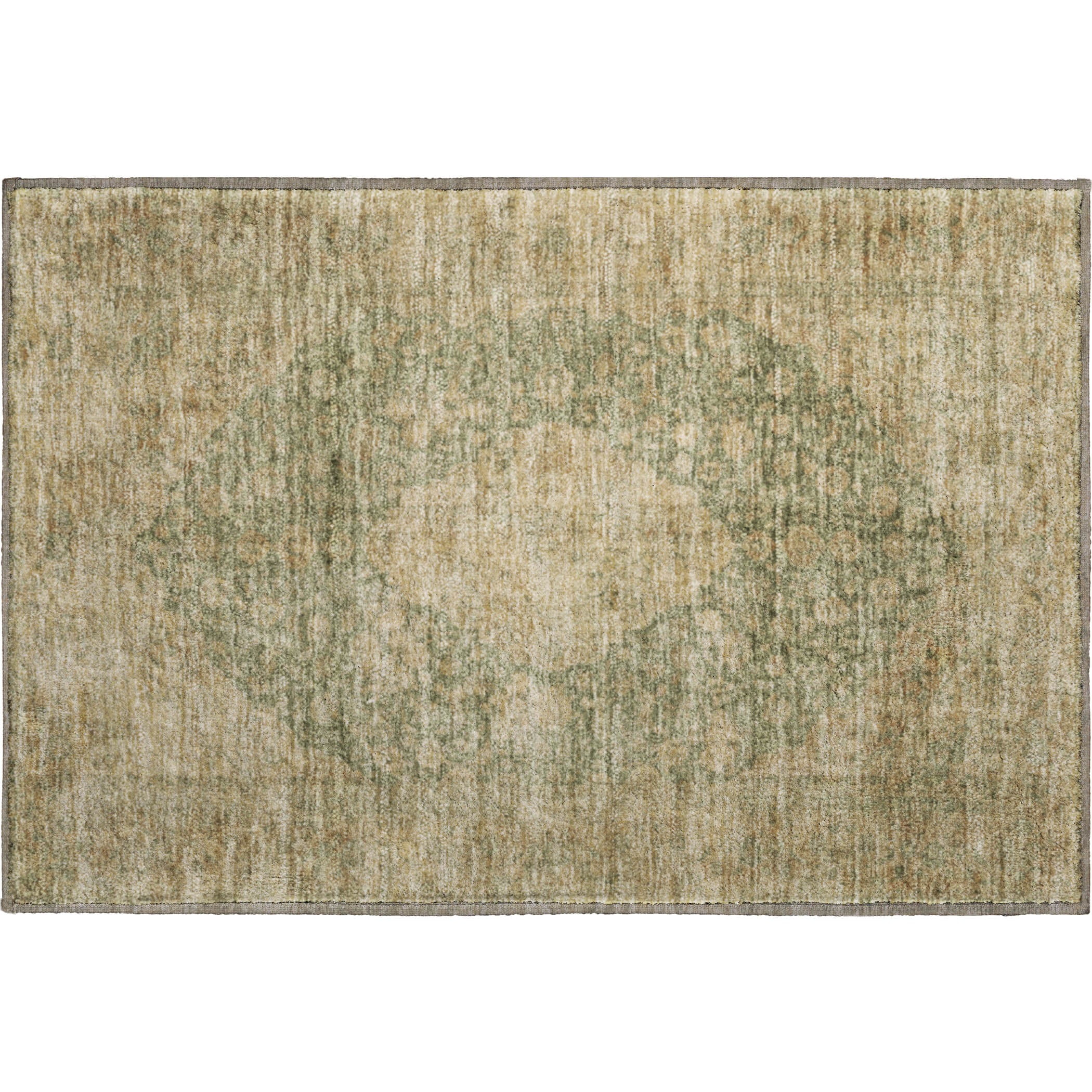 Seville Machine Washable Traditional Aloe Green Rug 1'8" x 2'6" #shape_Rectangle