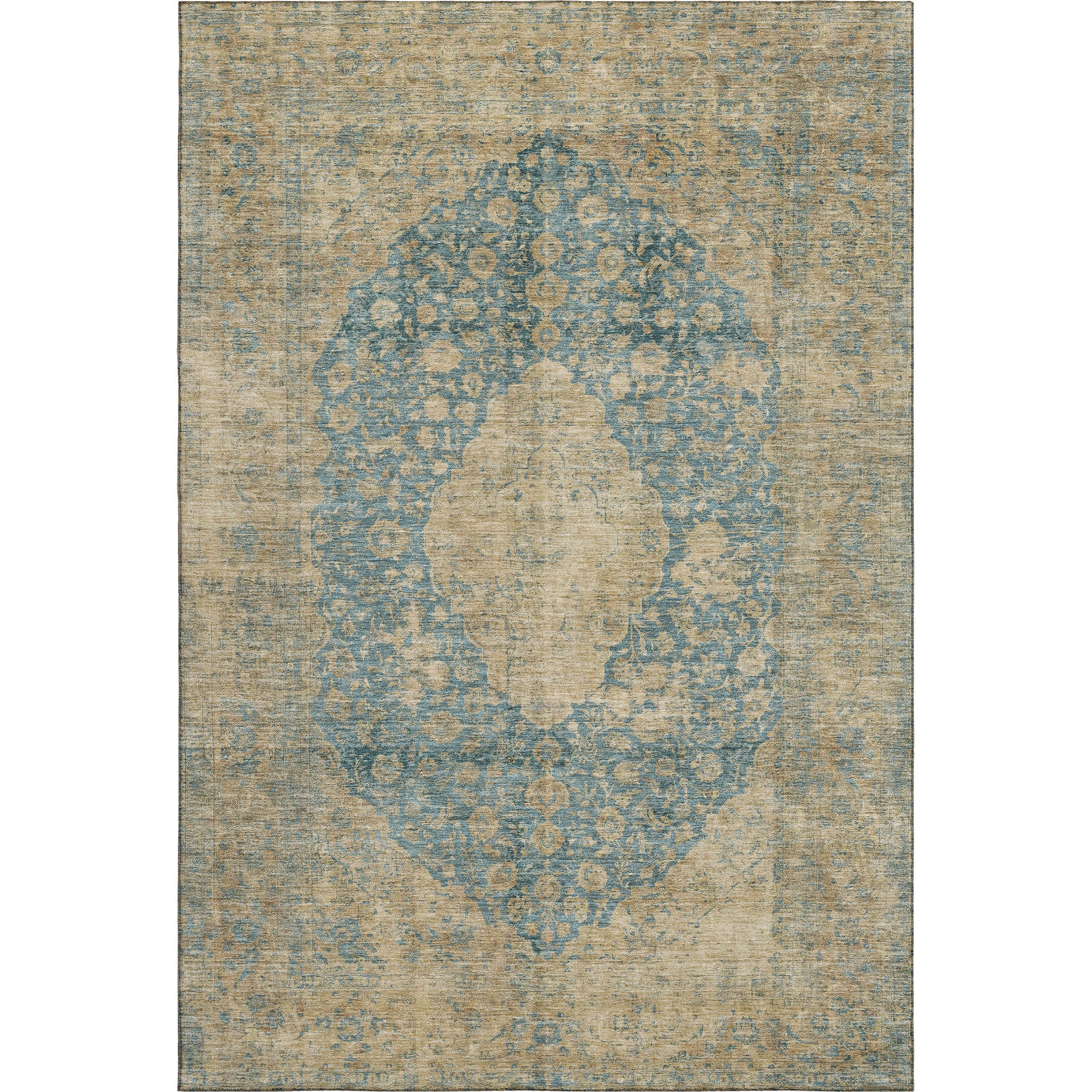 Seville Machine Washable Traditional Blue Rug 2'6" x 3'10" #shape_Rectangle