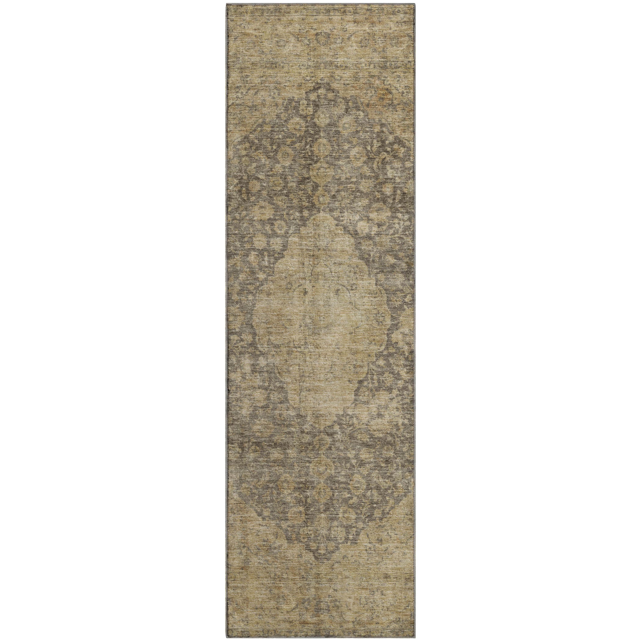Seville Machine Washable Traditional Brown Rug 2'3" x 7'6" #shape_Runner