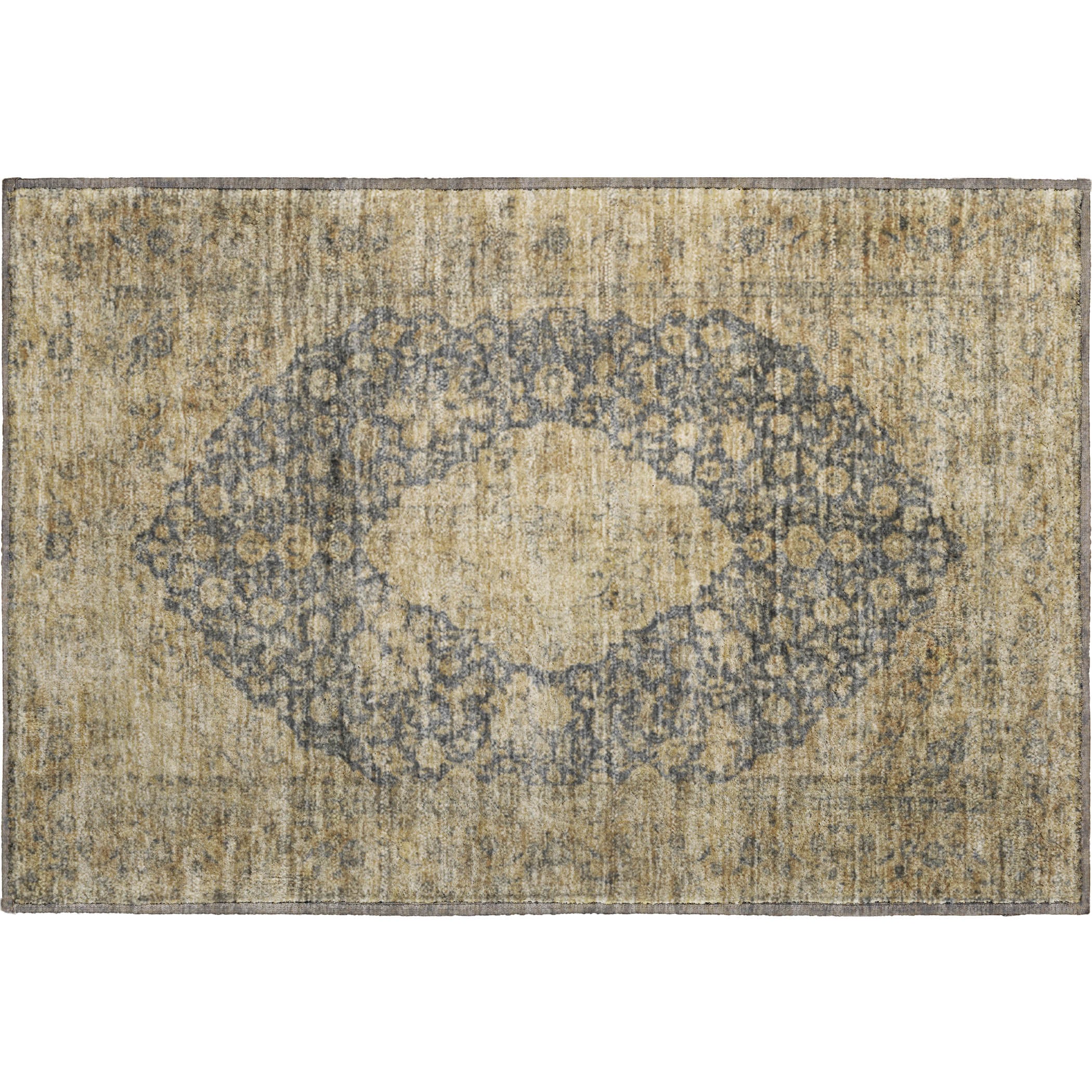 Seville Machine Washable Traditional Charcoal Gray Rug 1'8" x 2'6" #shape_Rectangle
