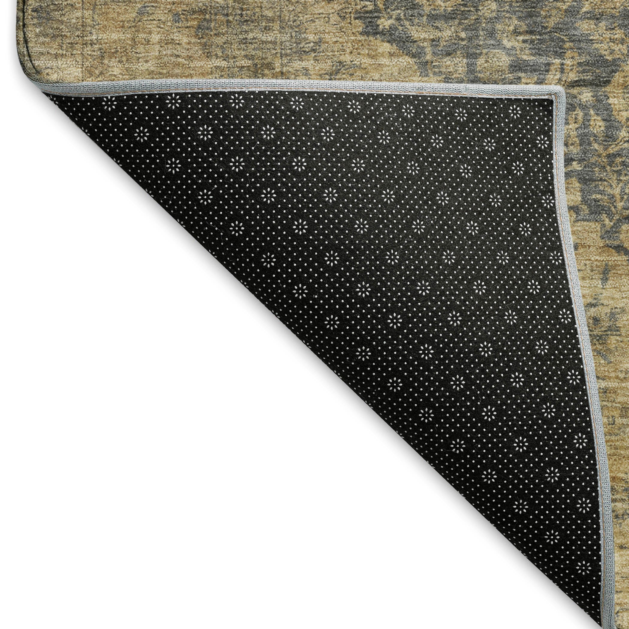 Seville Machine Washable Traditional Charcoal Gray Rug 1'8" x 2'6" #shape_Rectangle