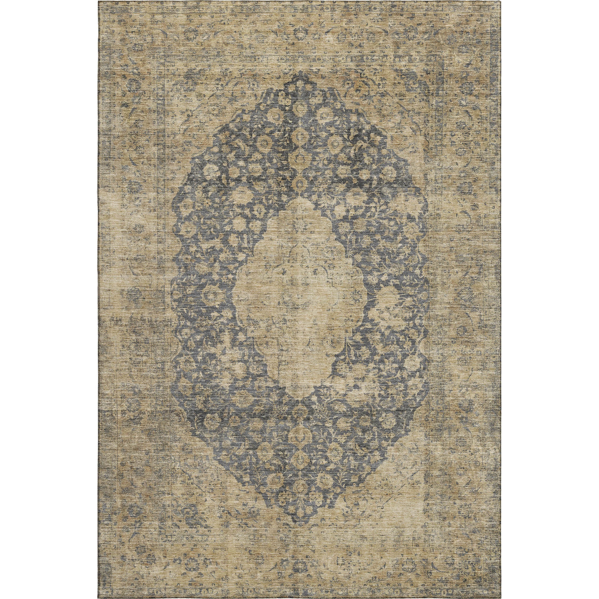Seville Machine Washable Traditional Charcoal Gray Rug 2'6" x 3'10" #shape_Rectangle