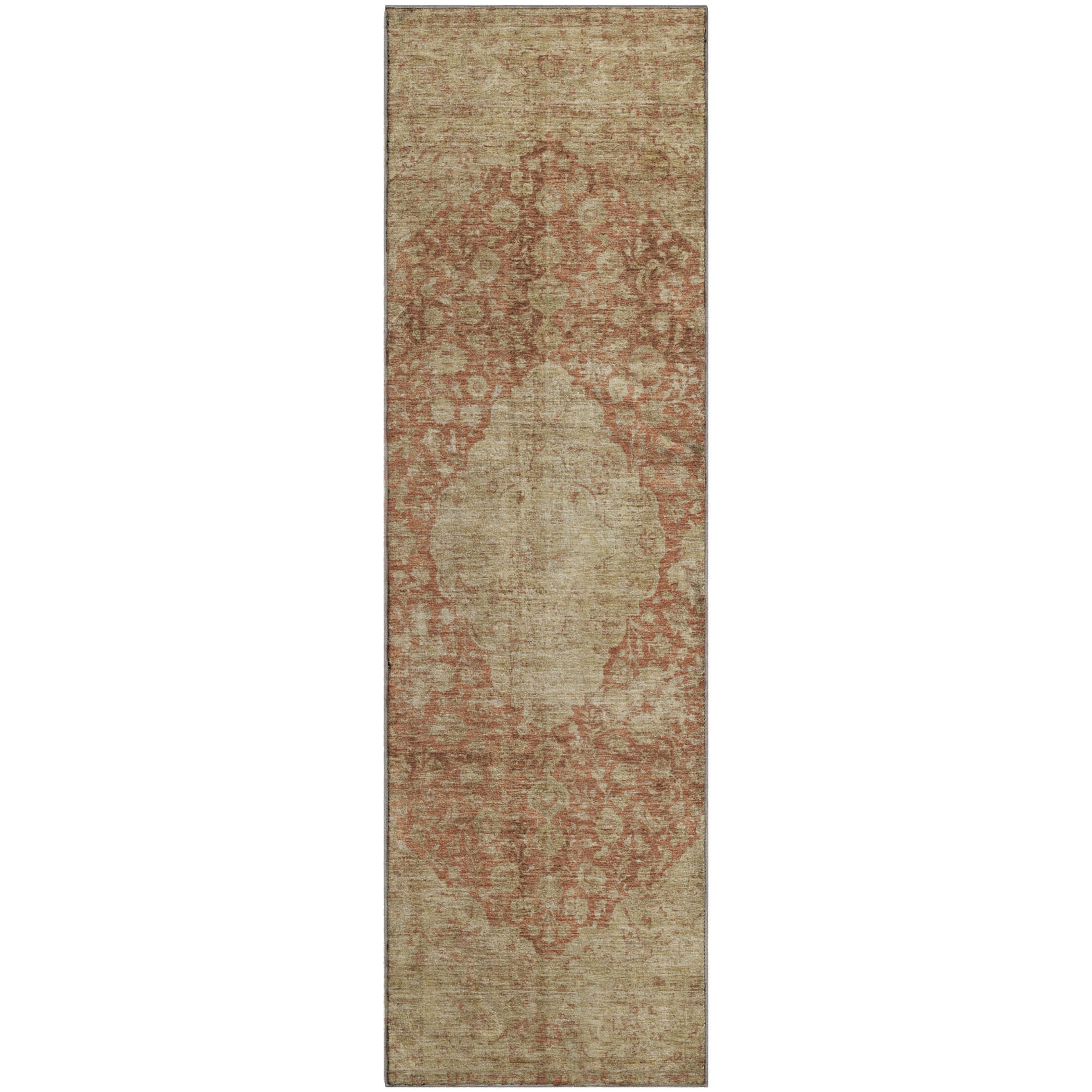 Seville Machine Washable Traditional Paprika Orange Rug 2'3" x 7'6" #shape_Runner