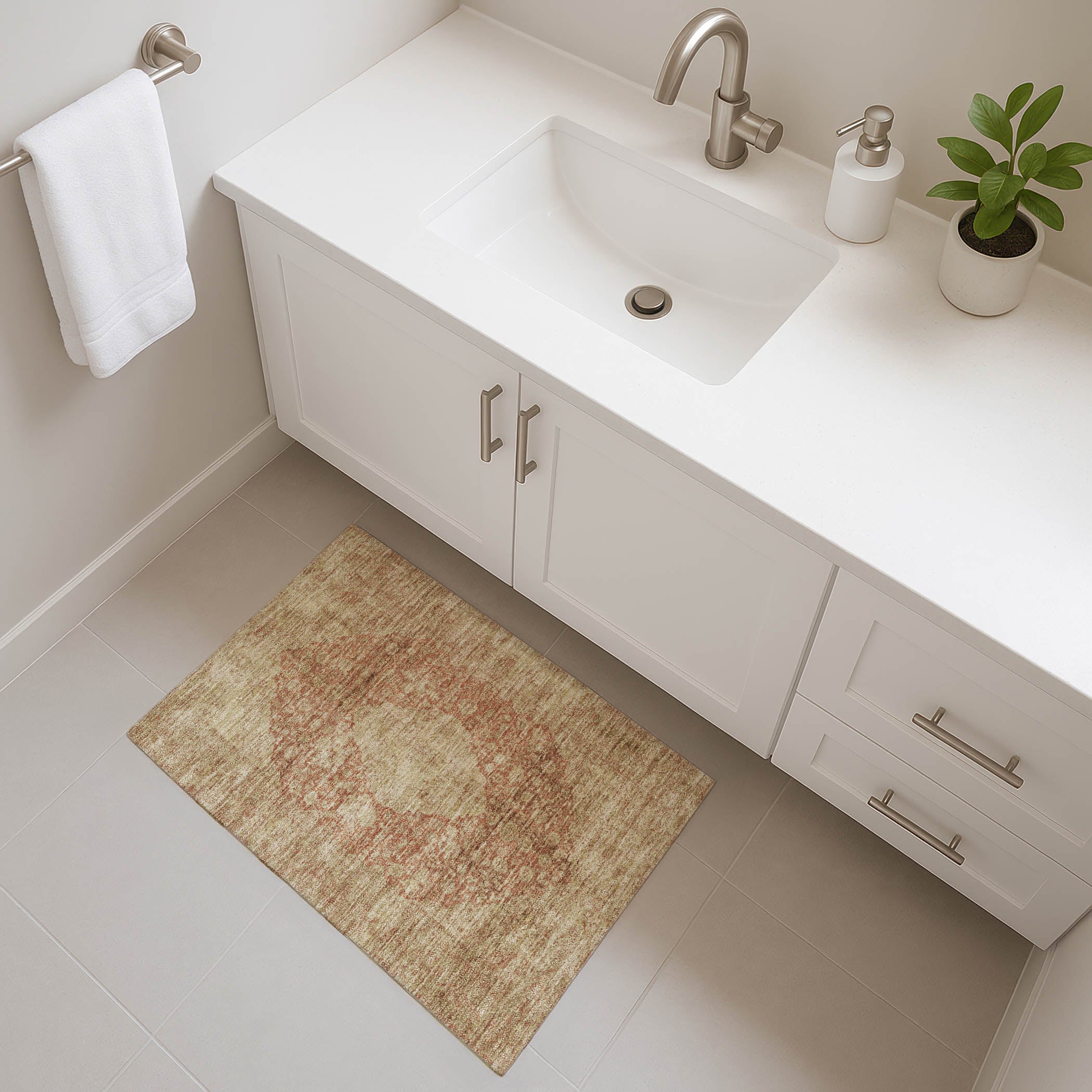 Seville Machine Washable Traditional Paprika Orange Rug 1'8" x 2'6" #shape_Rectangle