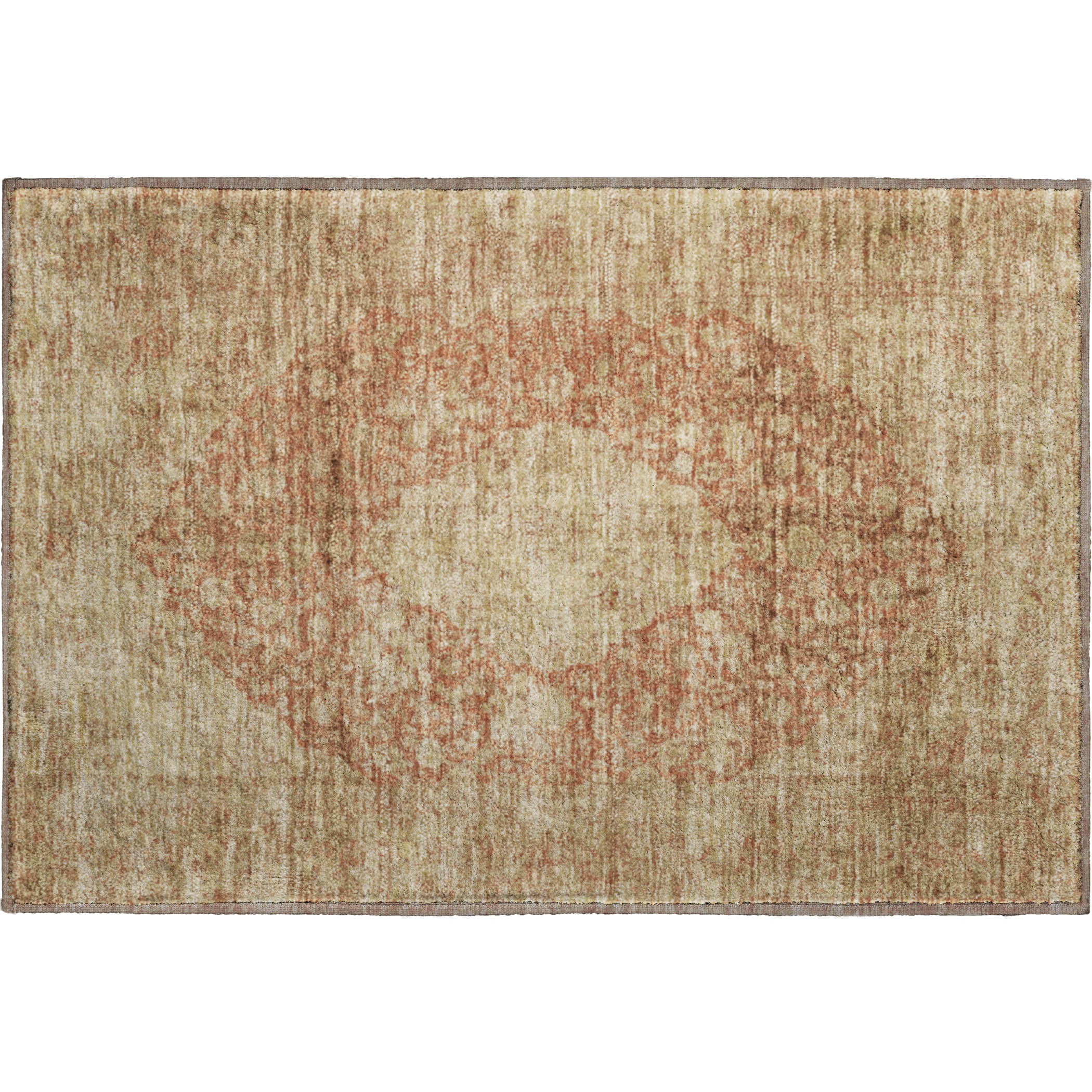Seville Machine Washable Traditional Paprika Orange Rug 1'8" x 2'6" #shape_Rectangle