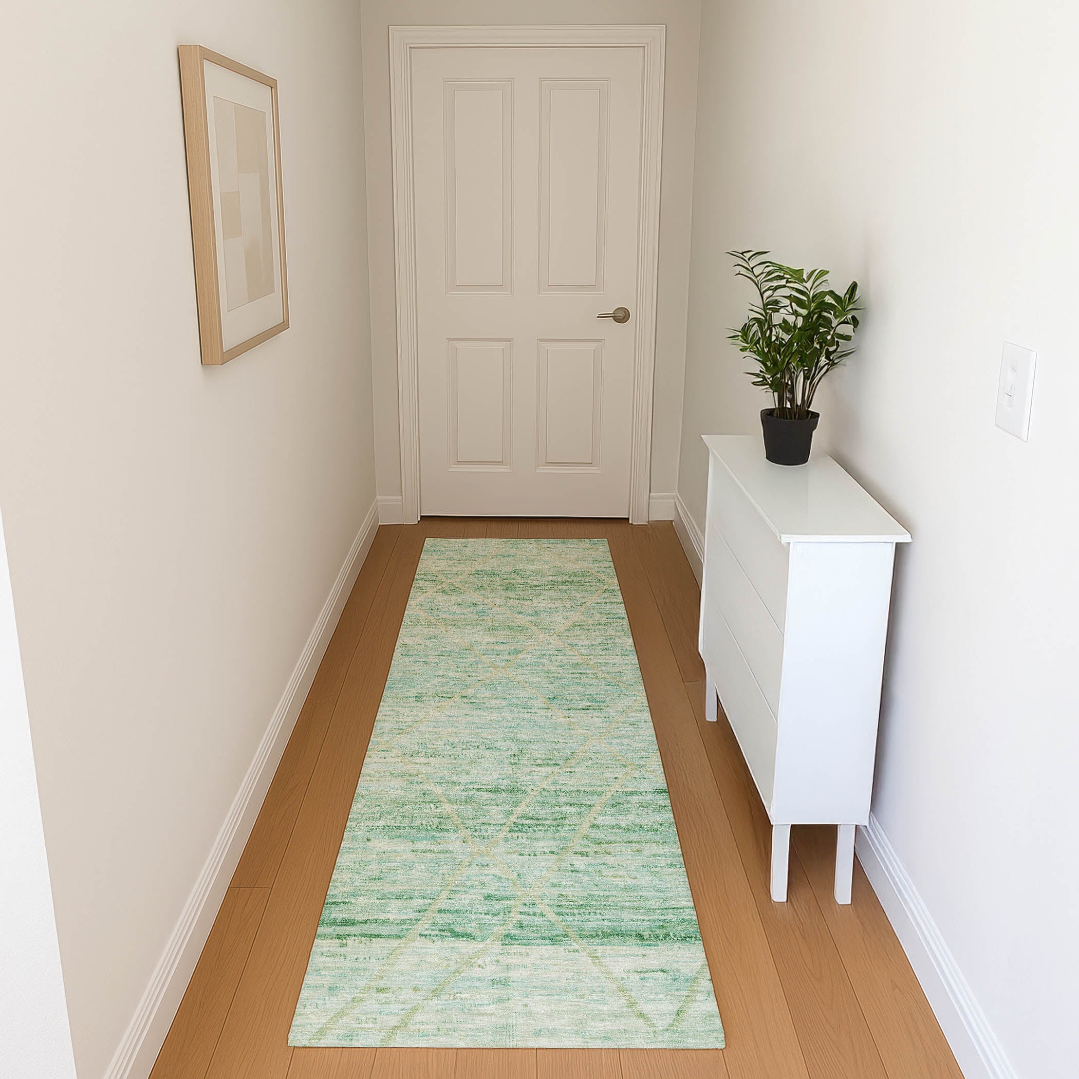 Nairobi Machine Washable Transitional Aloe Green Rug 2'3" x 7'6" #shape_Runner