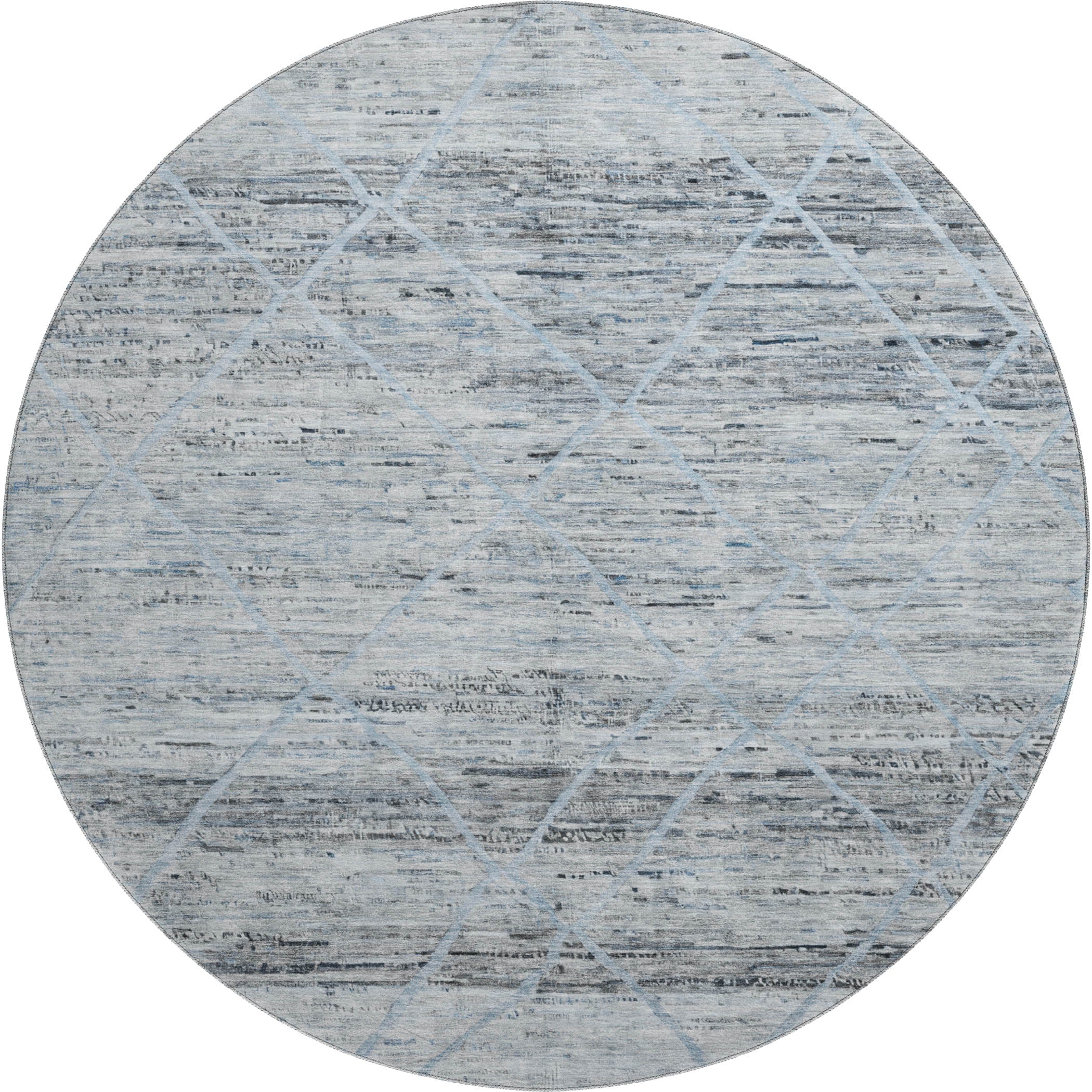 Nairobi Machine Washable Transitional Blue Rug 8' x 8' #shape_Round