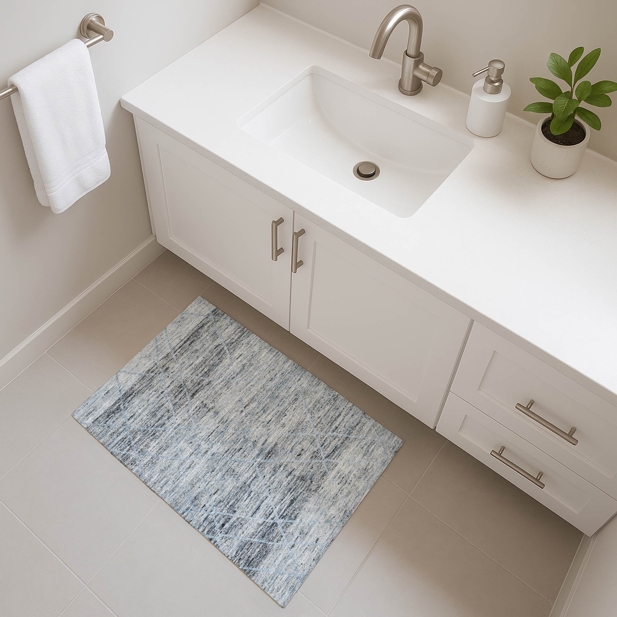Nairobi Machine Washable Transitional Blue Rug 1'8" x 2'6" #shape_Rectangle