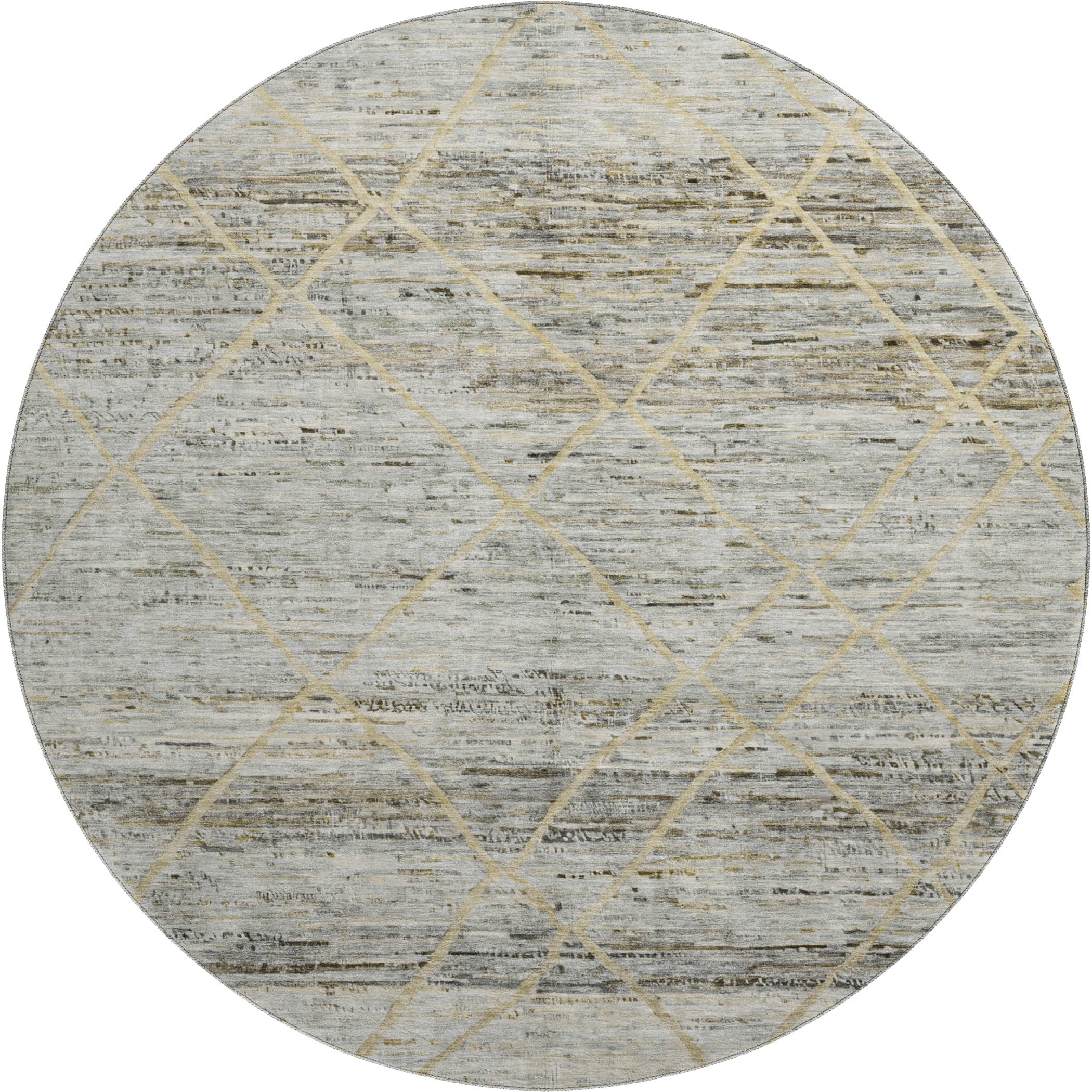 Nairobi Machine Washable Transitional Pewter Gray Rug 8' x 8' #shape_Round