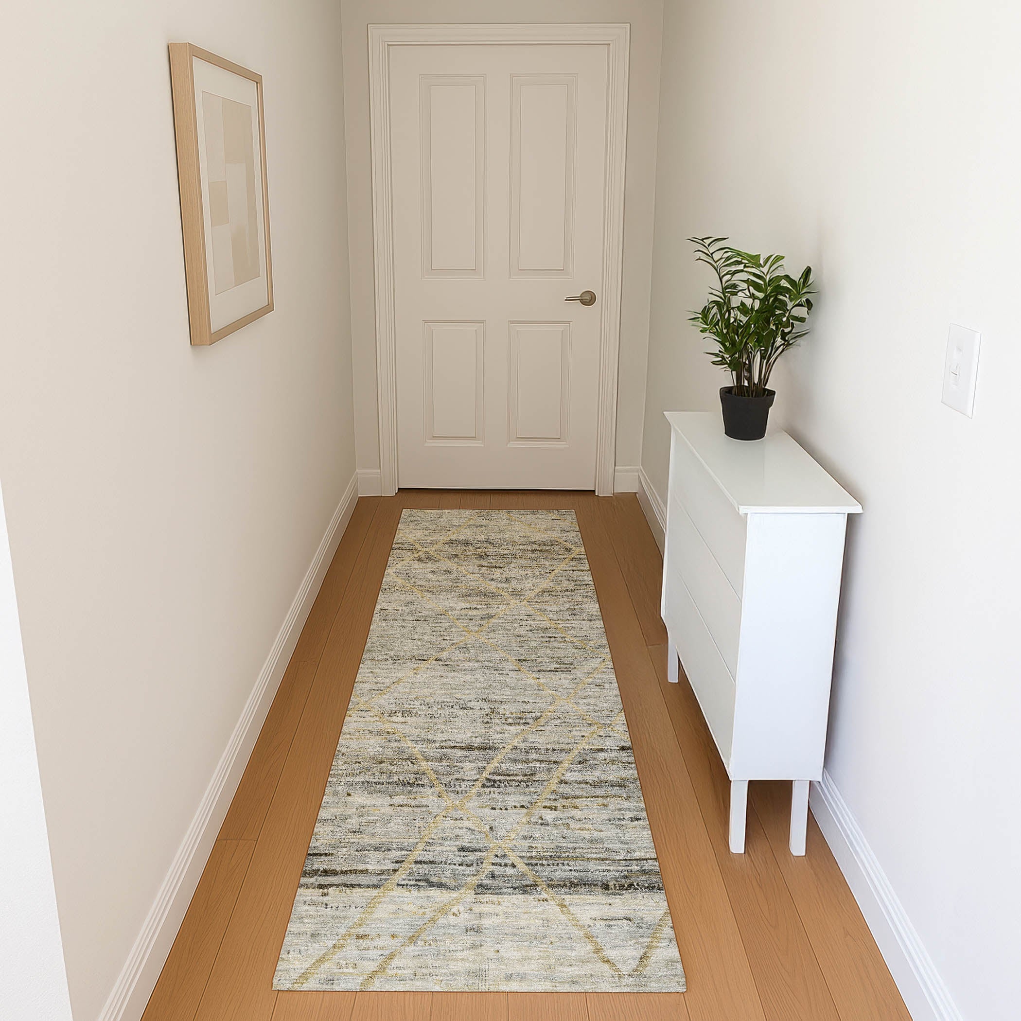 Nairobi Machine Washable Transitional Pewter Gray Rug 2'3" x 7'6" #shape_Runner