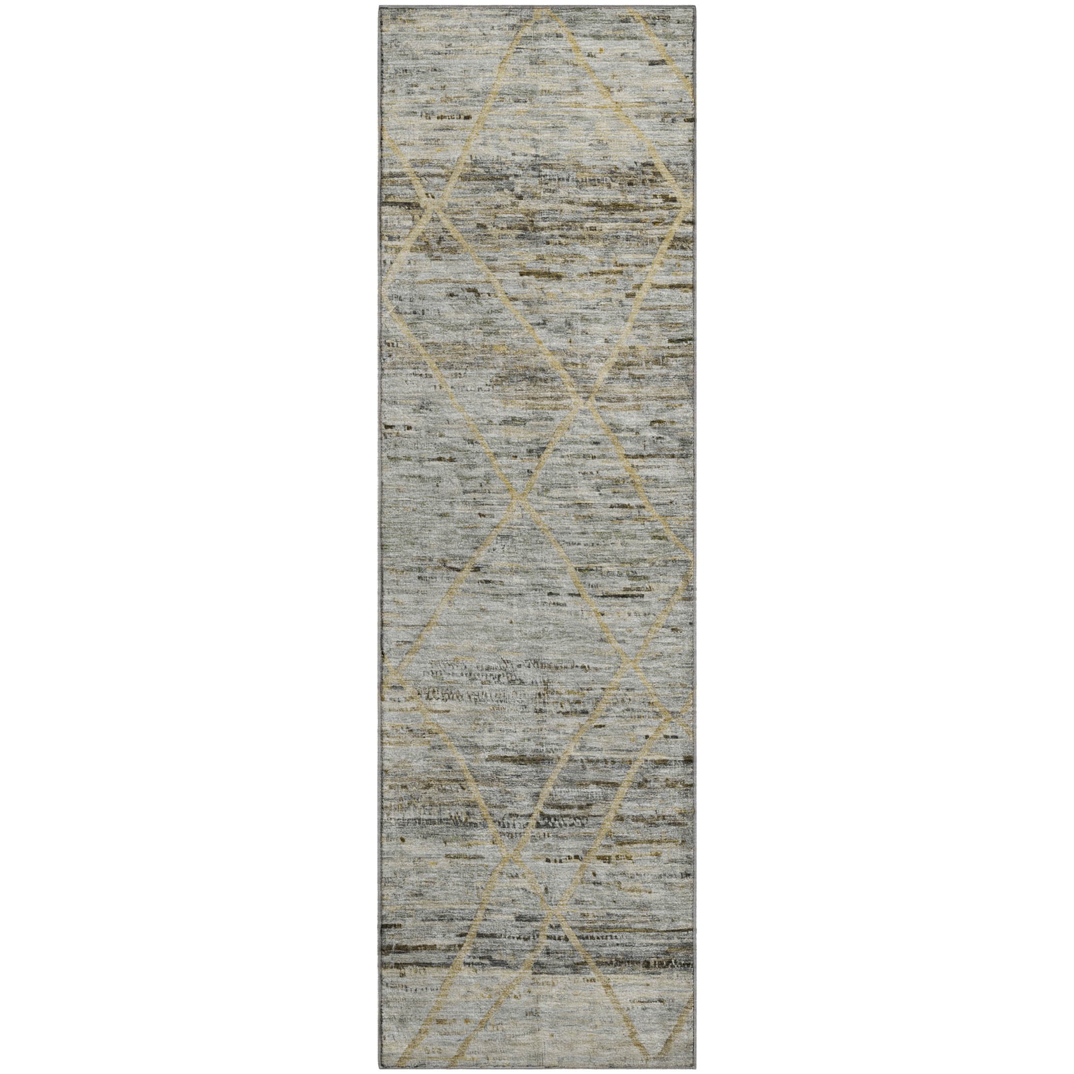 Nairobi Machine Washable Transitional Pewter Gray Rug 2'3" x 7'6" #shape_Runner