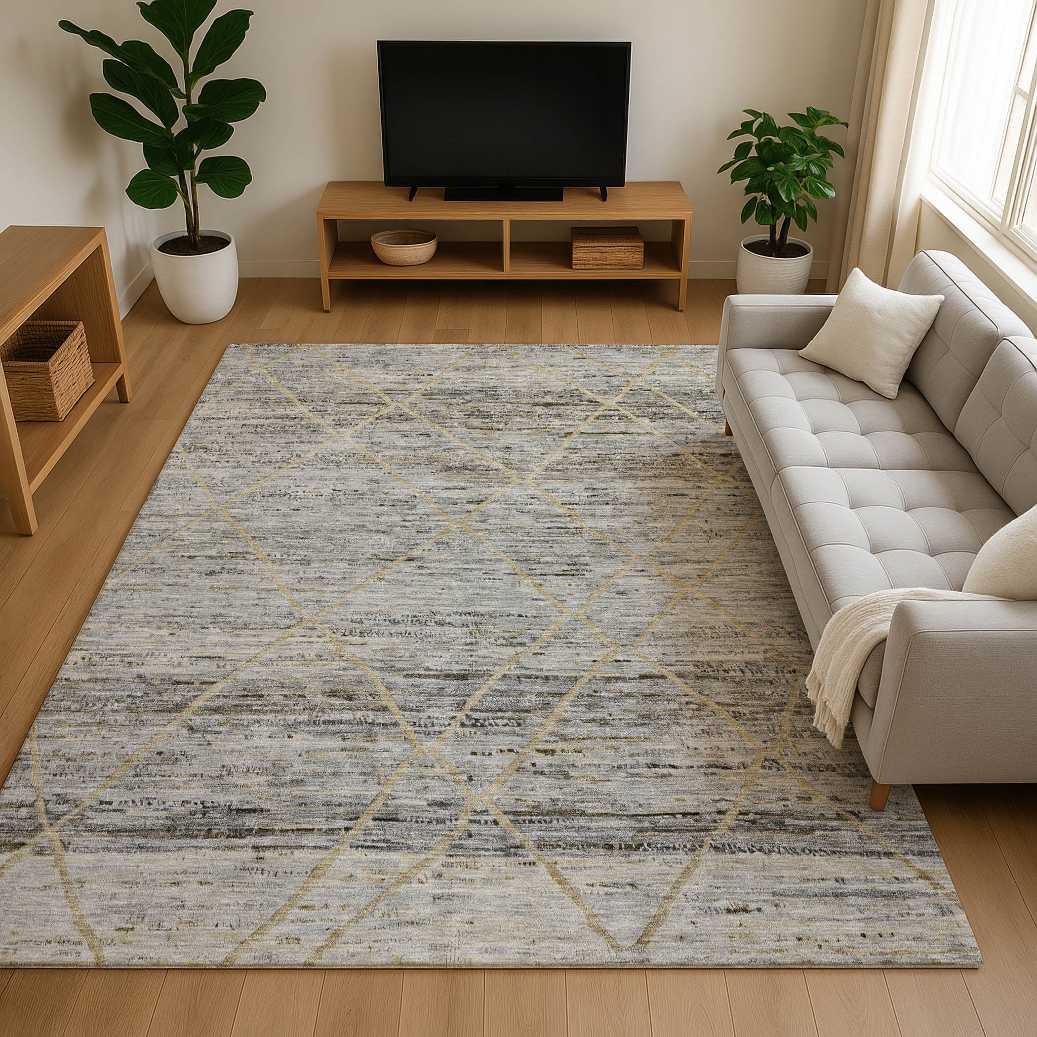 Nairobi Machine Washable Transitional Pewter Gray Rug 2'6" x 3'10" #shape_Rectangle