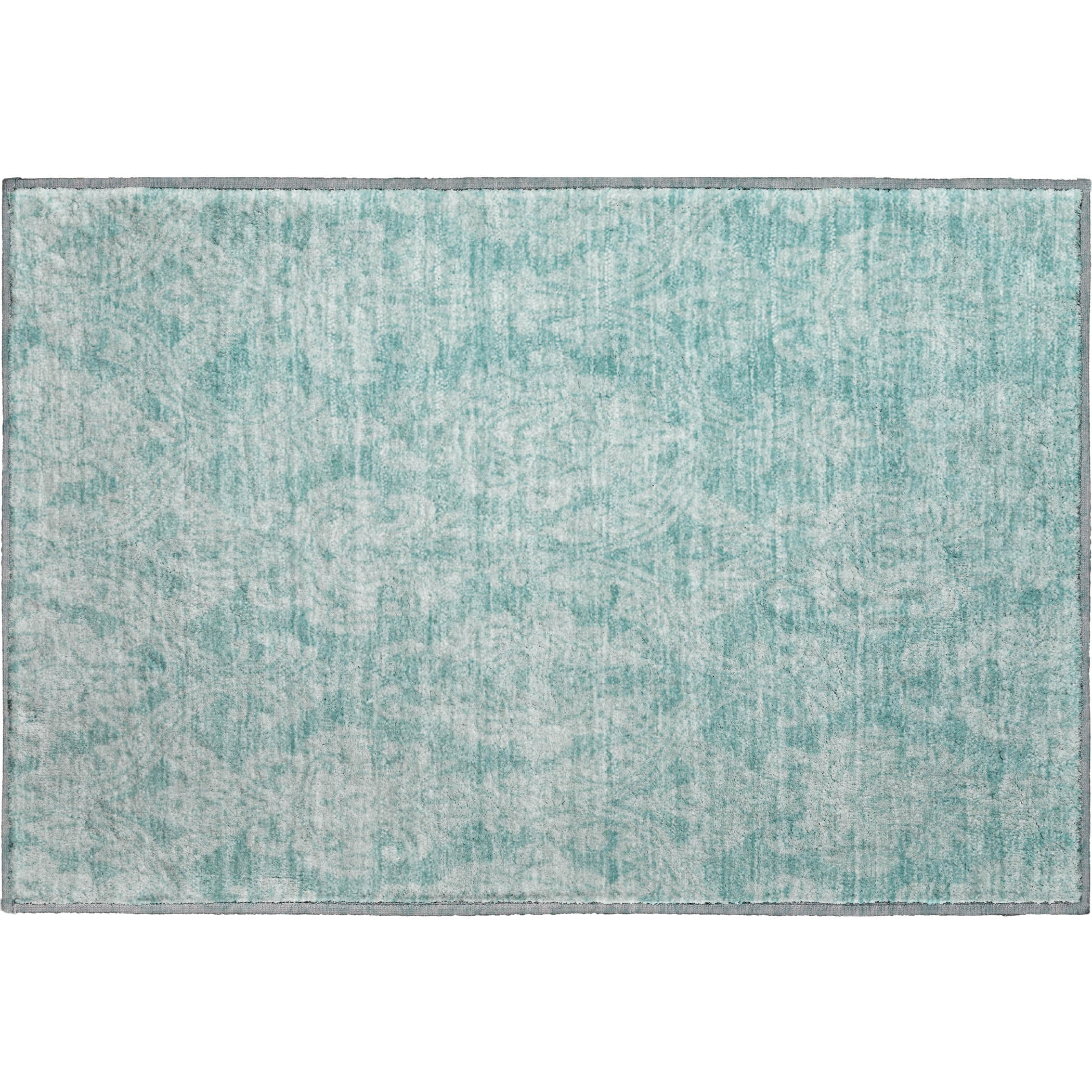 Split Machine Washable Transitional Aqua Teal Rug 1'8" x 2'6" #shape_Rectangle